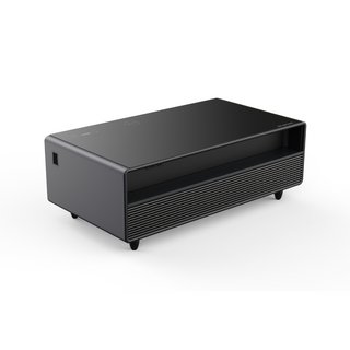 Smart Coffee Table with Refrigerated Drawers and Bluetooth Speakers - White/Dark Grey/Brown