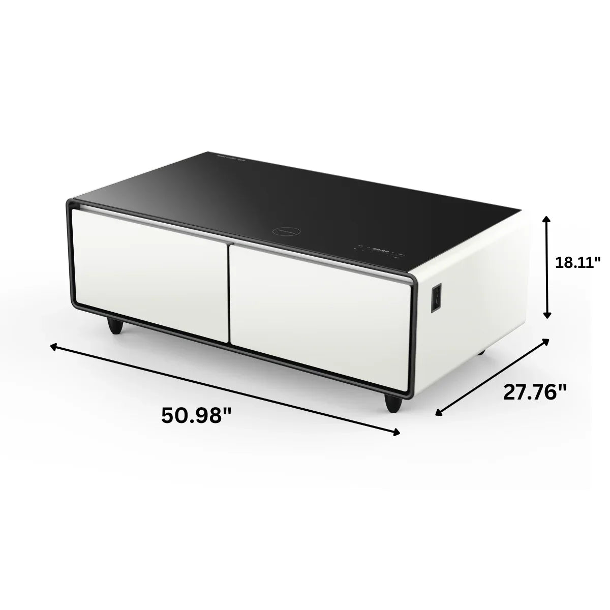 SERA Smart Coffee Table with Refrigerated Drawers, Bluetooth Speakers, Wireless Charging & LED Touch Control - White / Dark Grey / Brown