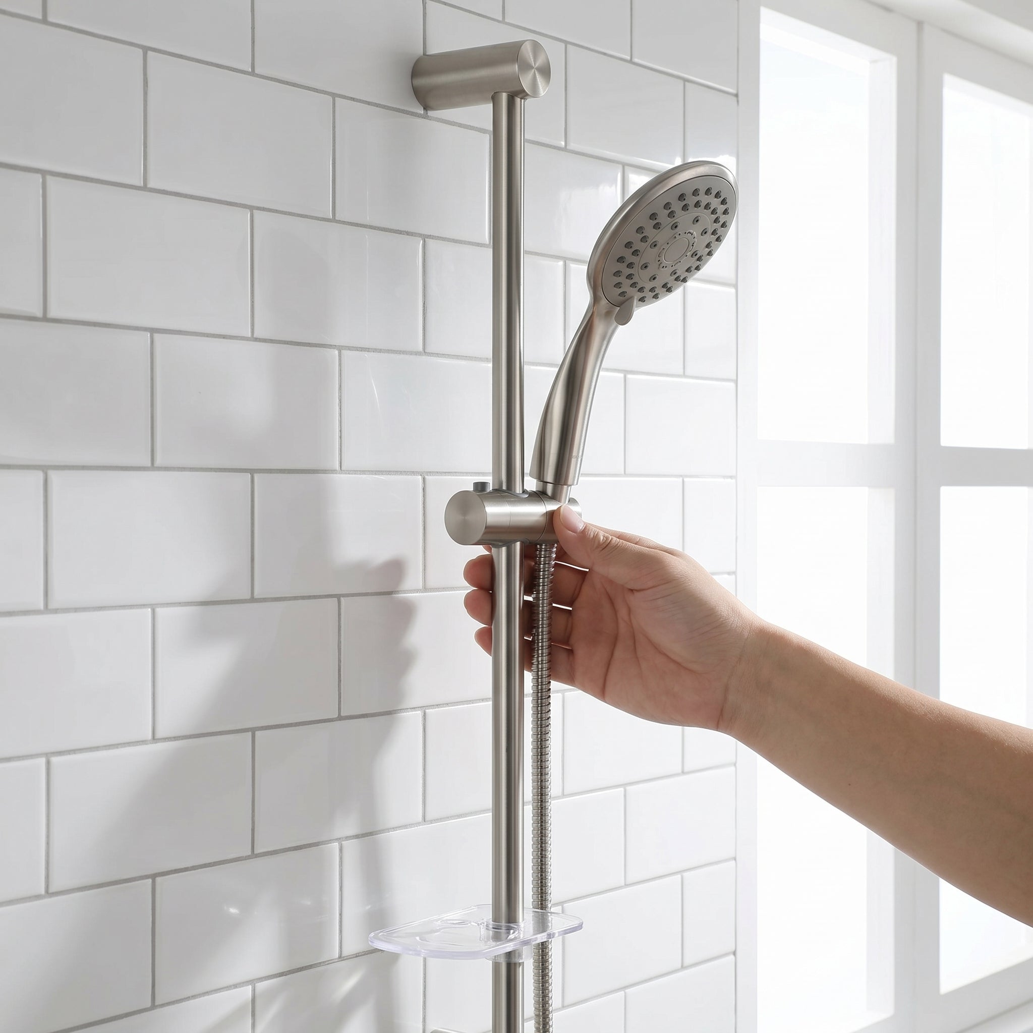 Ensemble de Douche Radisson Nickel Brossé 3 Fonctions avec Pomme de Pluie