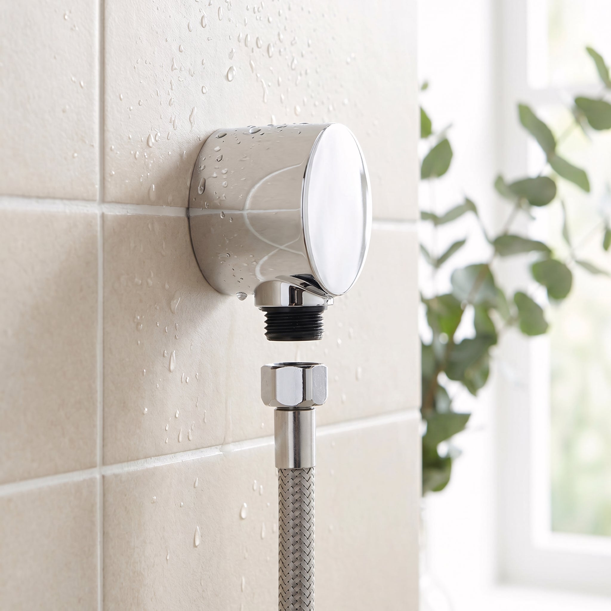 Coude de douche en chrome - rond