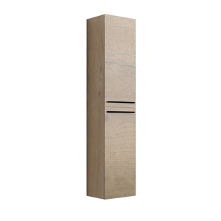 Bathroom Linen Cabinet - Rough Oak with Matte Black Handles New Fiory Collection