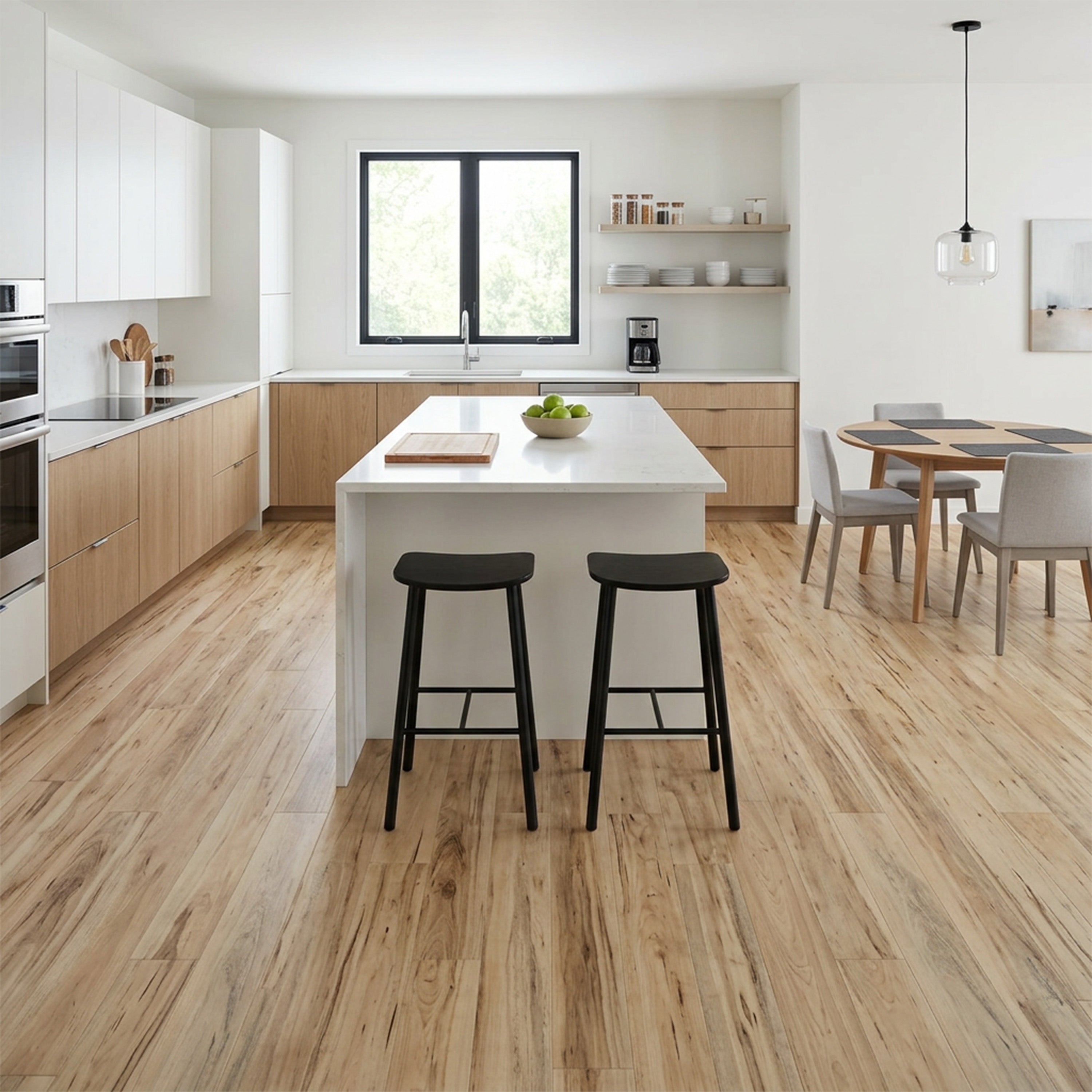 Revêtement de sol en lames SPC à clic Hickory 6mm avec sous-couche | 7 in x 54 in