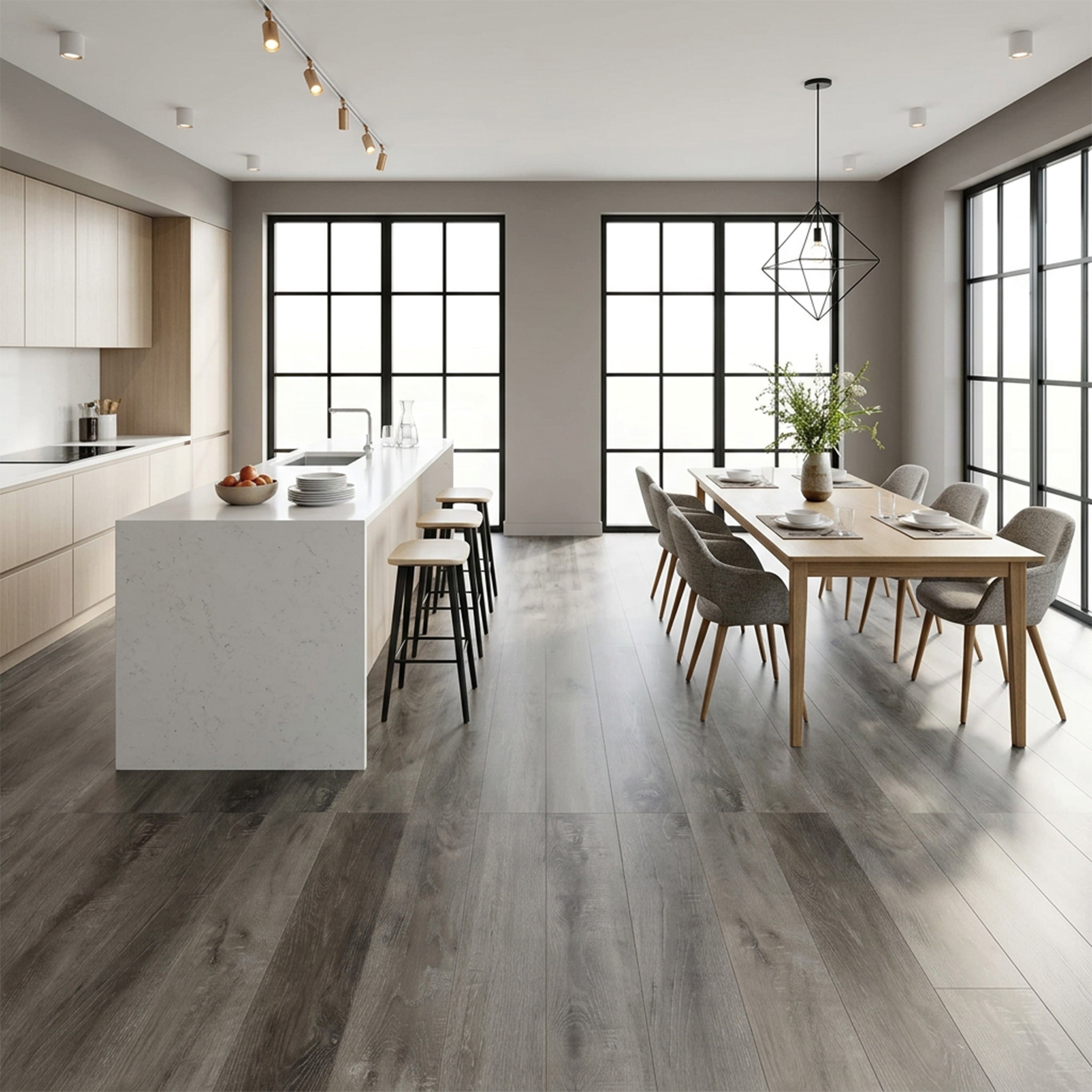 Stonewash 6mm SPC Click Plank Flooring with Underpad | 7" x 54"