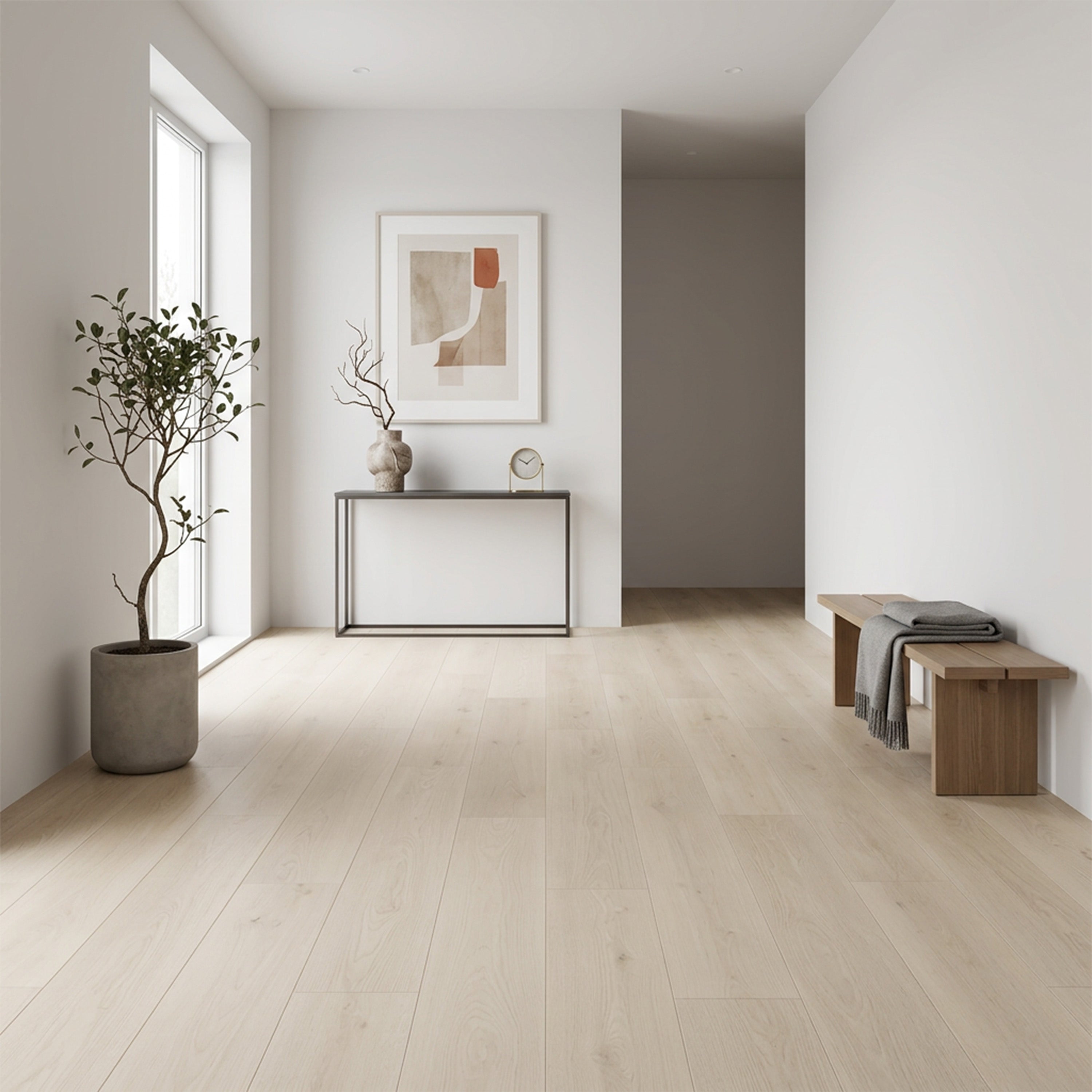 Revêtement de sol en lames SPC à clic Biscuit 6mm avec sous-couche | 7 in x 54 in