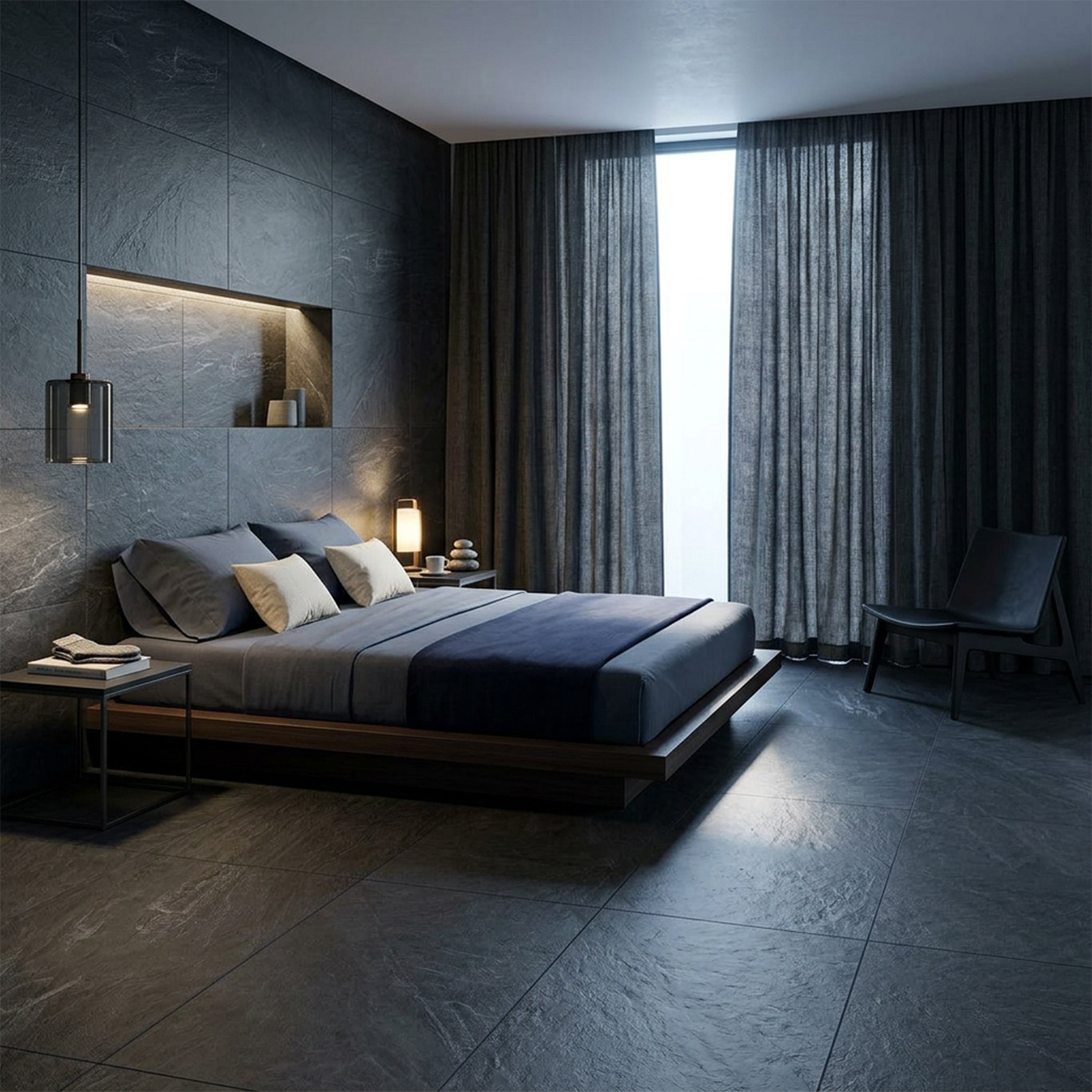 Karaka Black 5mm SPC Luxury Vinyl True Grout Tile | 12" x 48"