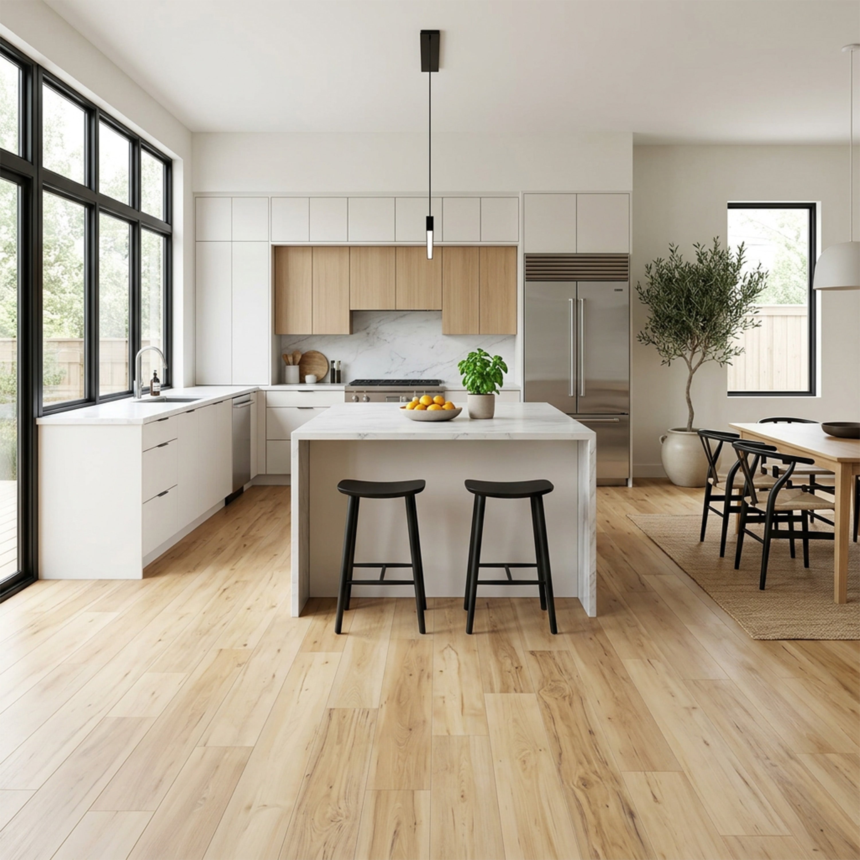 Revêtement de sol en lames SPC à clic 6 mm pin naturel avec sous-couche | 7 in x 54 in