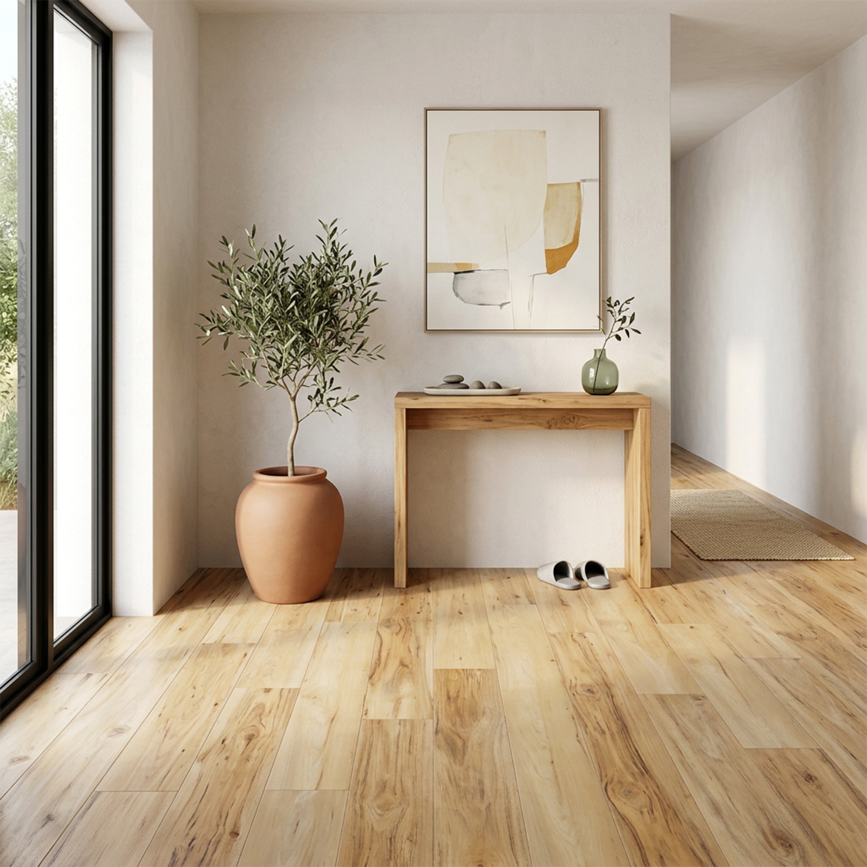 Natural Pine 5.55mm SPC Vinyl Click Flooring with Underpad | 7 in x 54 in