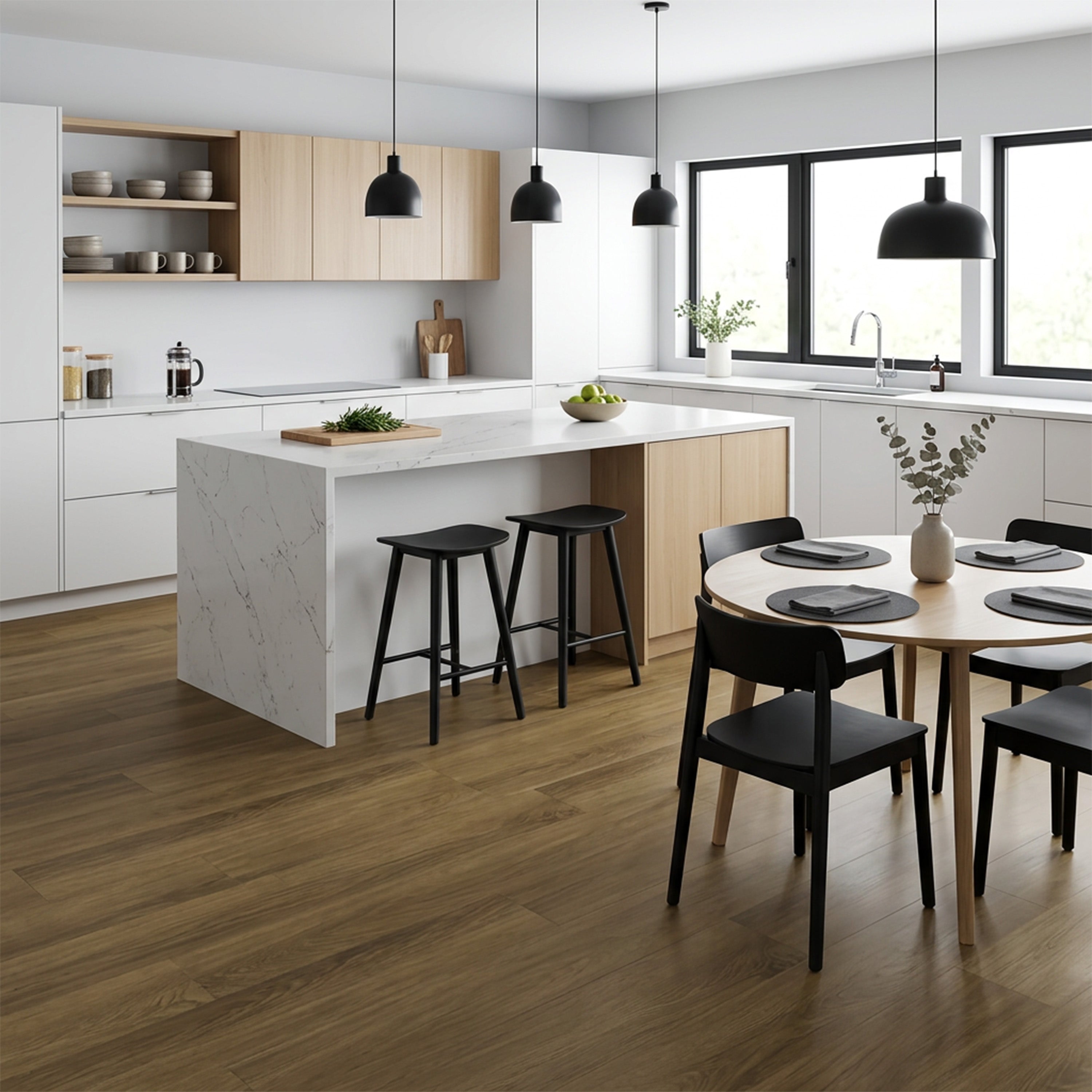 Café Crema 5.55mm SPC Vinyl Click Flooring with Underpad | 7 in x 54 in