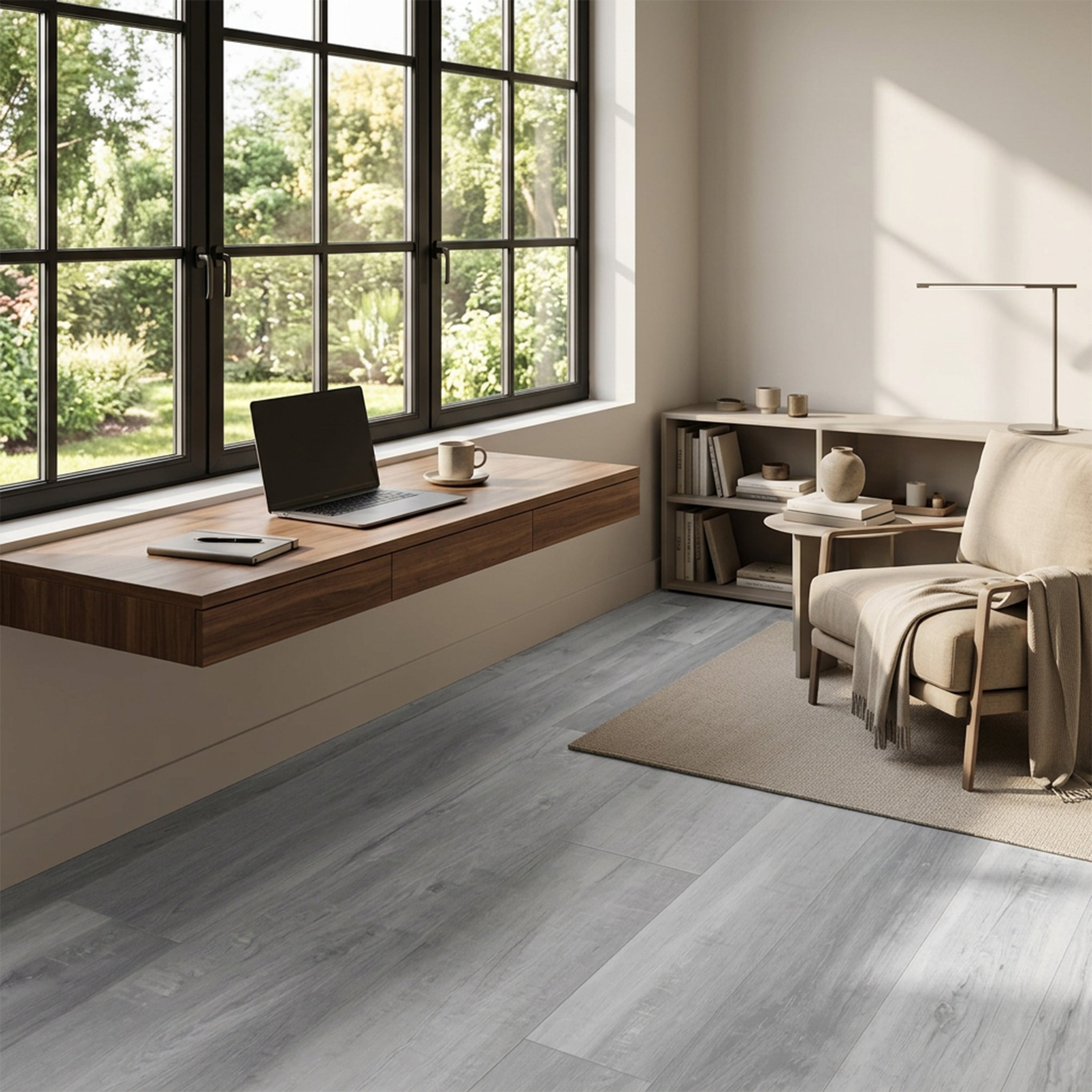 Revêtement de sol en lames SPC à clic Silver Oak 6mm avec sous-couche | 7 in x 54 in