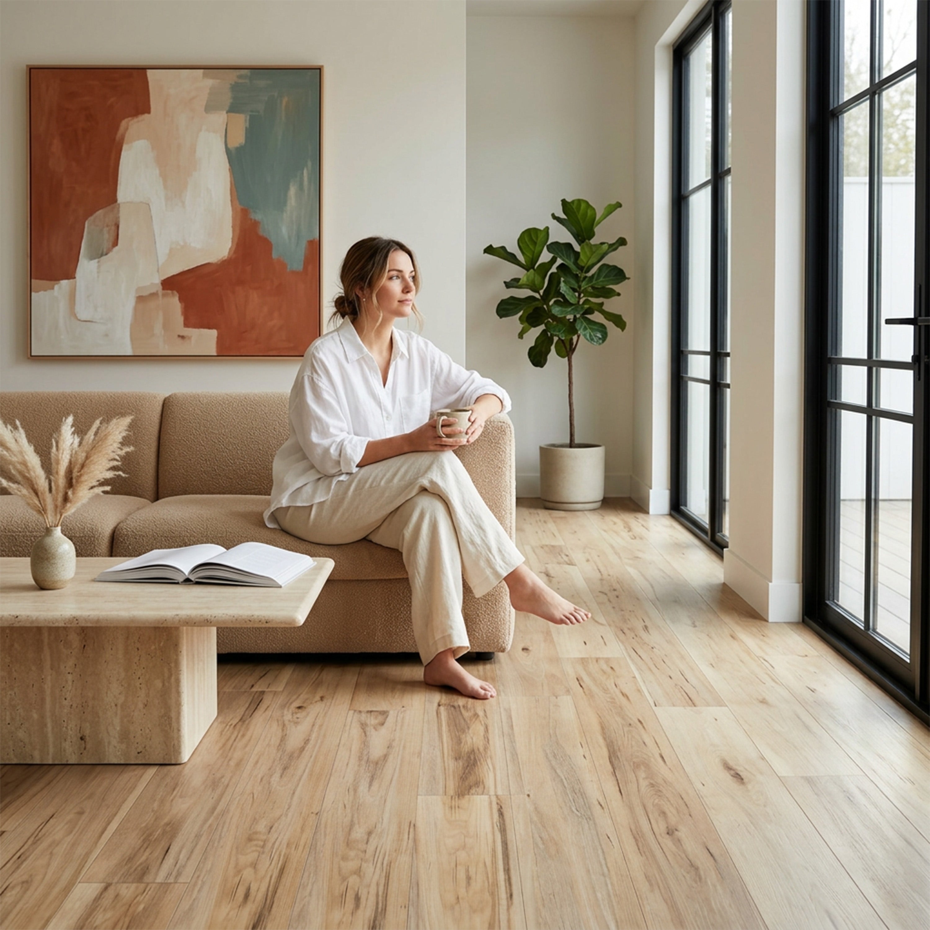Hickory 6mm SPC Click Plank Flooring with Underpad | 7" x 54"
