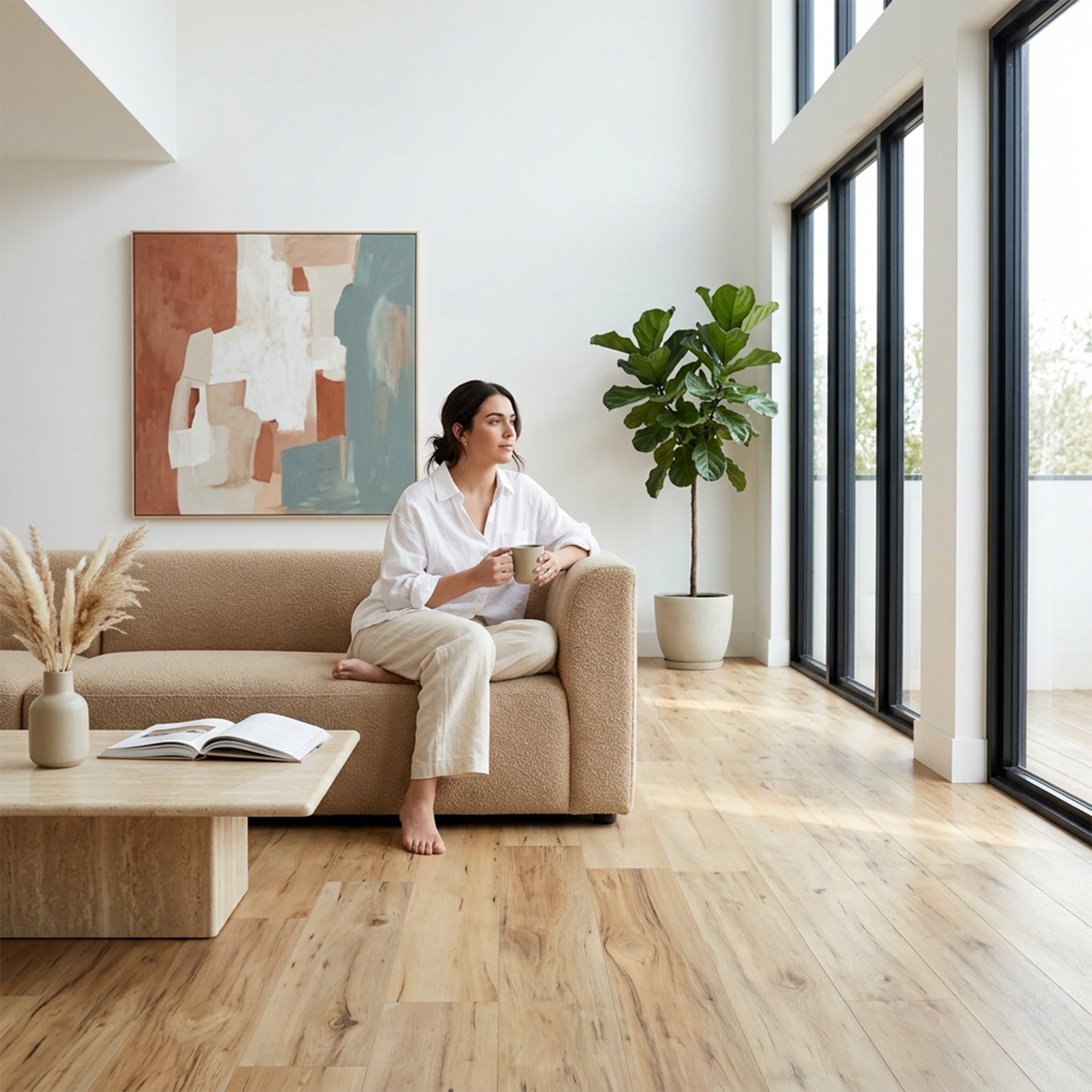 Natural Pine 6mm SPC Click Plank Flooring with Underpad | 7" x 54"