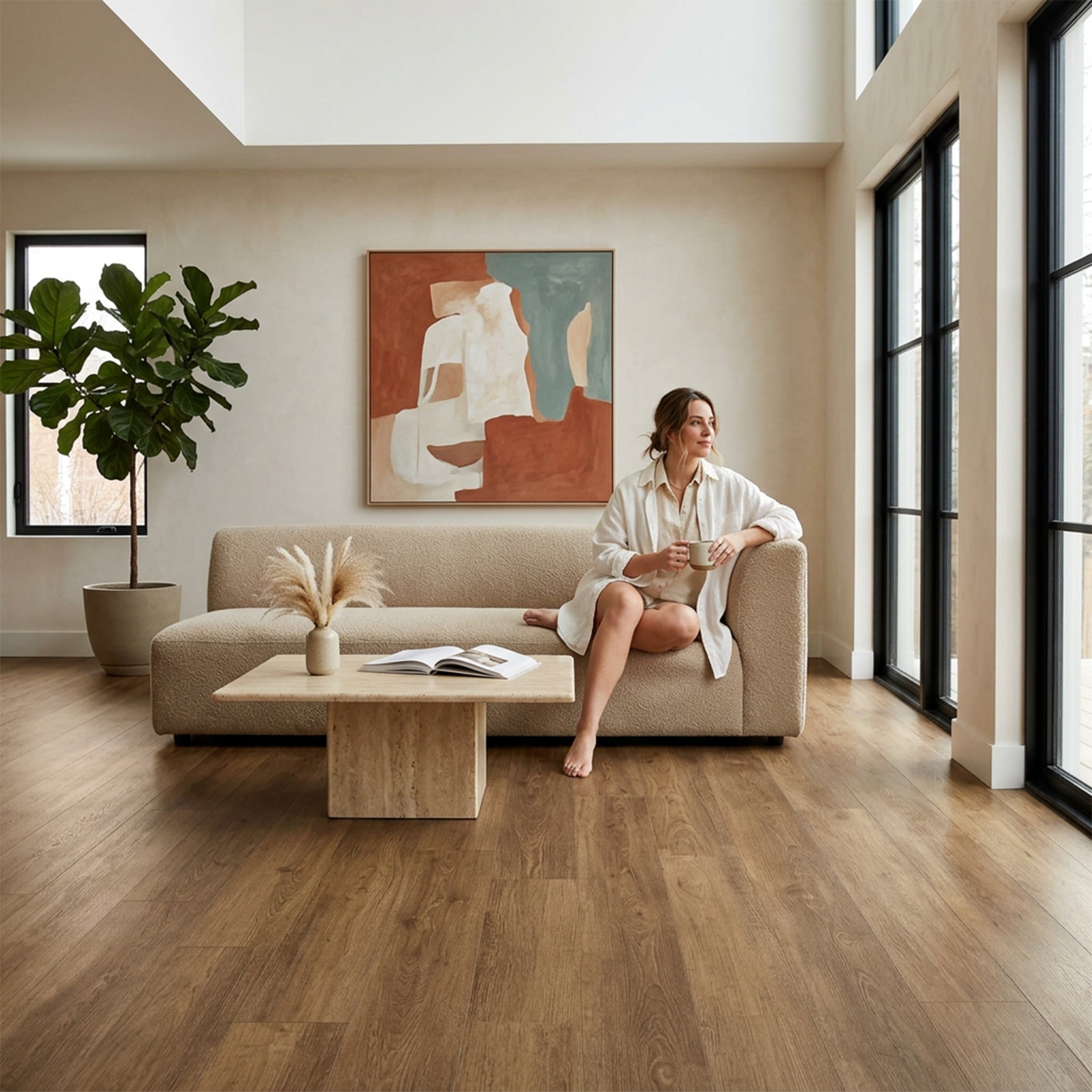 Cashmere 6mm SPC Click Plank Flooring with Underpad | 7" x 54"