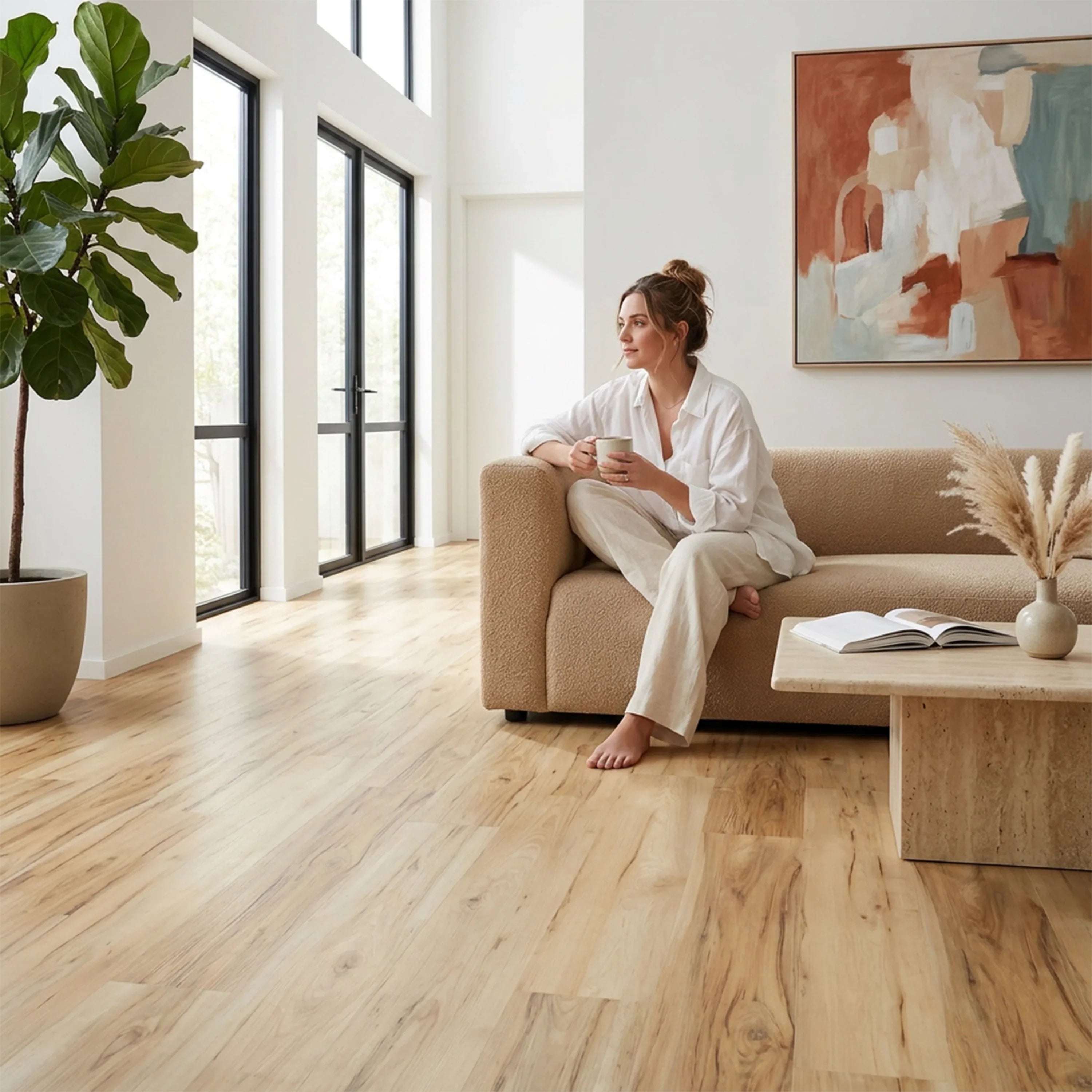 Plancher Vinyle SPC à Clipser en Pin Naturel de 5,55mm avec sous-couche | 7 in x 54 in