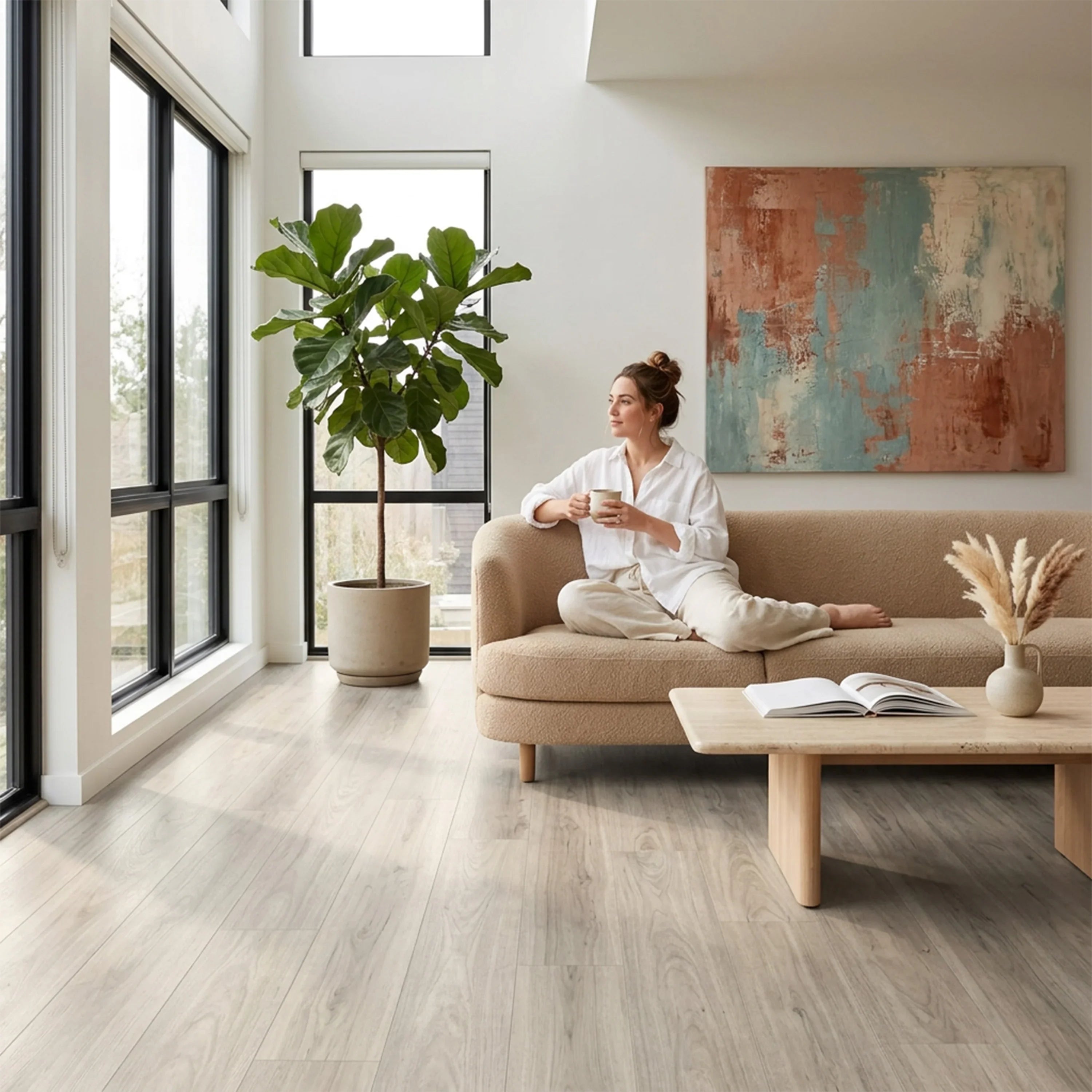 Beach House Grey 6mm SPC Vinyl Click Flooring with Underpad – 7" x 54" Planks