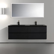Meuble-lavabo mural noir 60" avec Comptoir en quartz technique noir