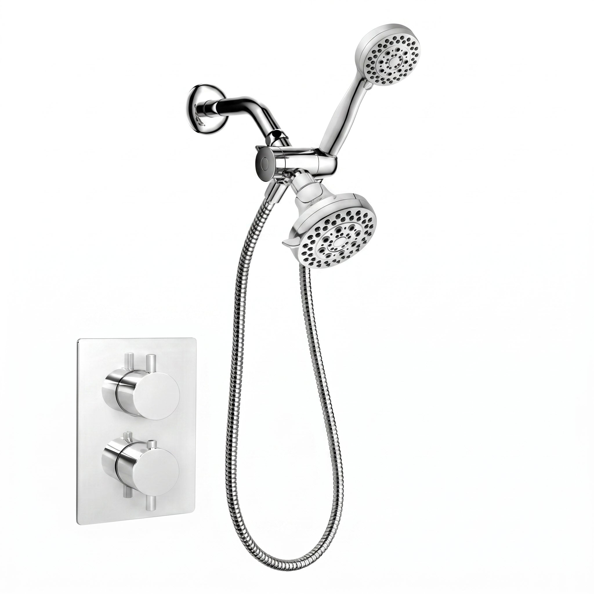 Bloom Chrome Thermostatic 2-in-1 Shower Set with Dual Showerheads