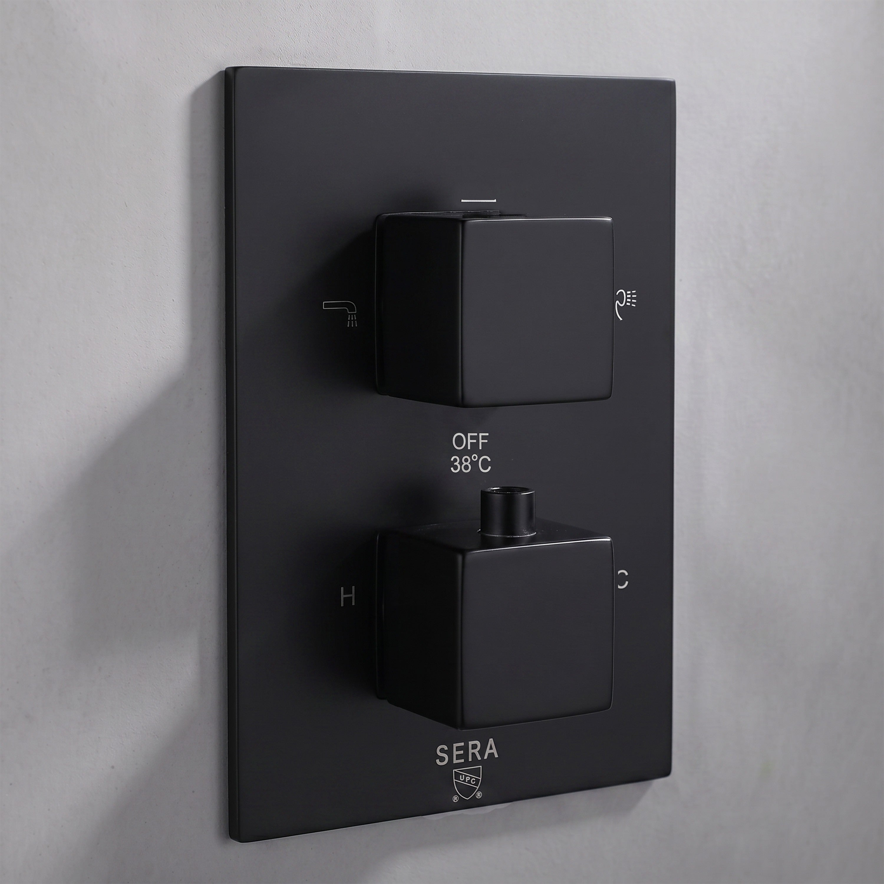 Ensemble de douche thermostatique Bali noir mat 3 fonctions avec pomme de pluie