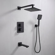 Ensemble de douche thermostatique Bali noir mat 3 fonctions avec pomme de pluie