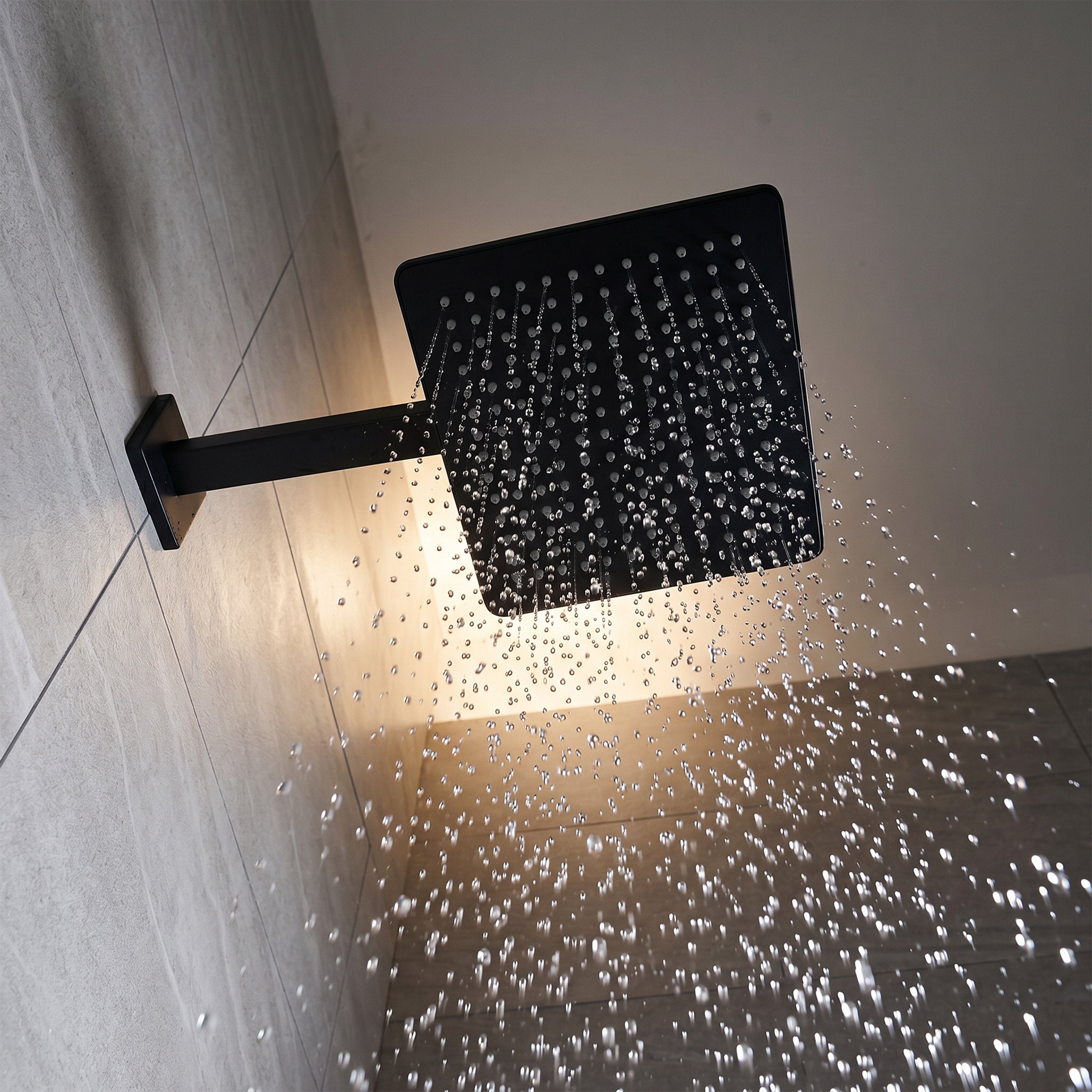 Ensemble de douche thermostatique Bali noir mat 3 fonctions avec pomme de pluie