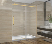 60" x 75" Brushed Gold Alcove Reversible Sliding Shower Door with Square Hardware