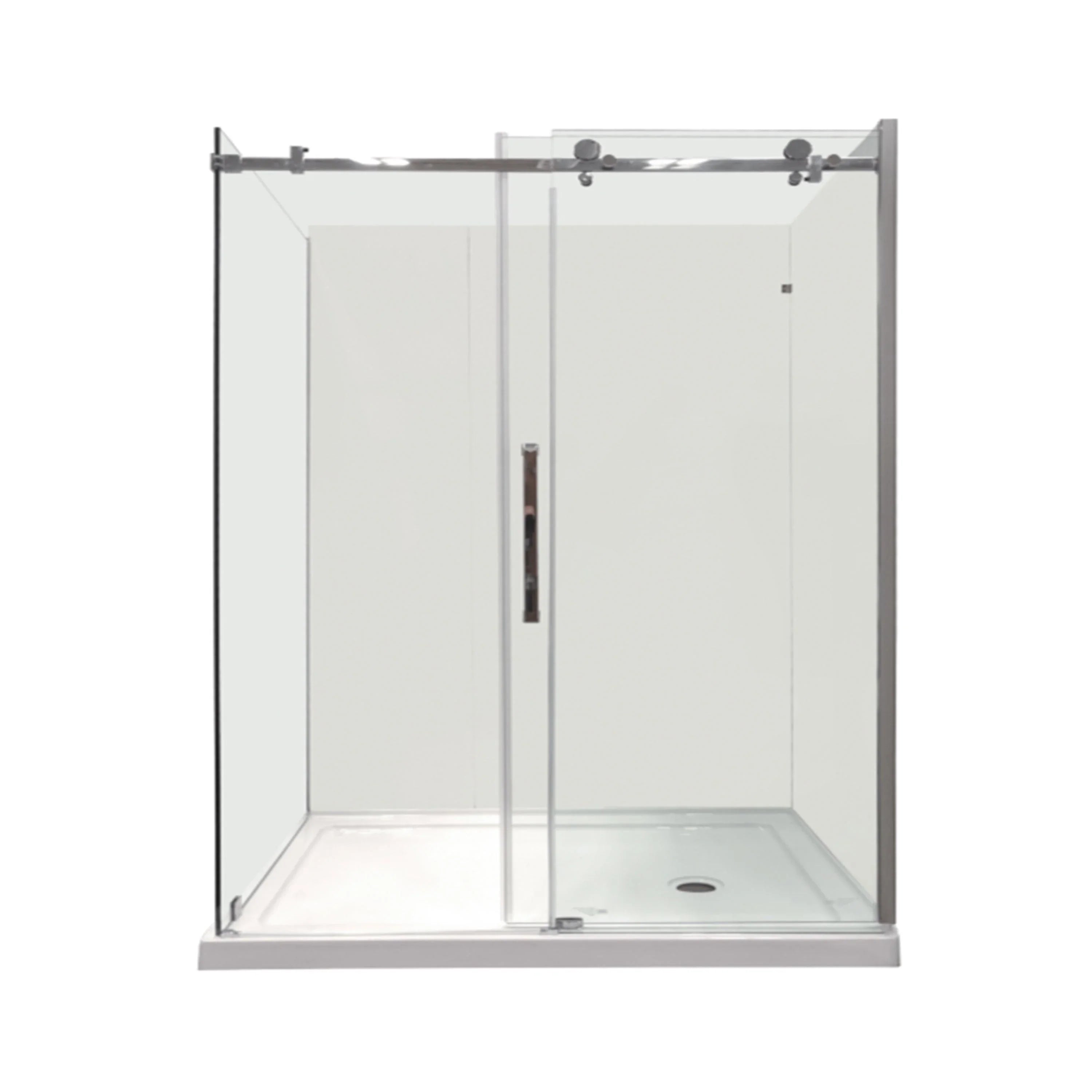 60" x 32" x 75" Chrome Square Hardware Sliding Shower Door Set - 2-Wall Corner Setup