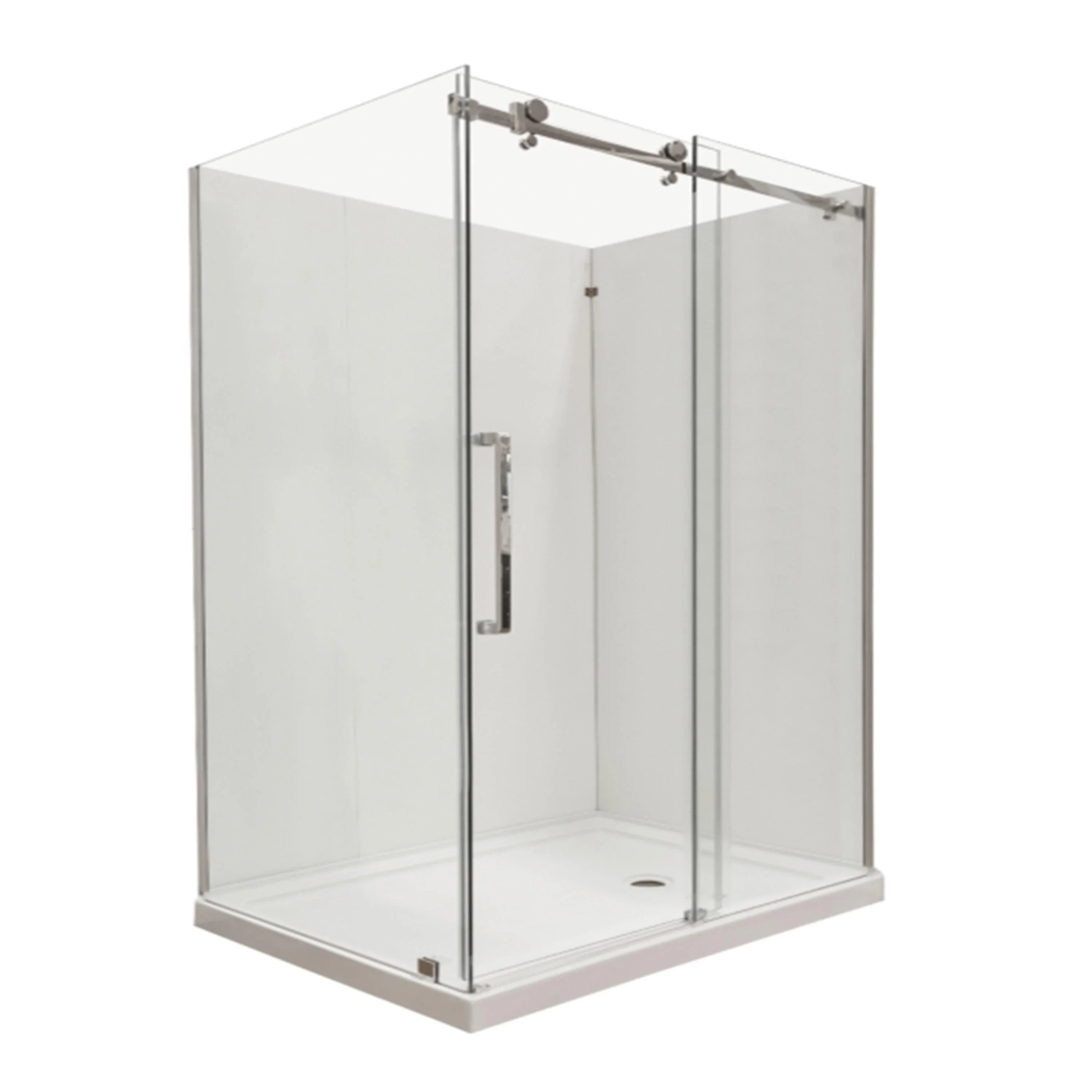 60" x 32" x 75" Chrome Square Hardware Sliding Shower Door Set - 2-Wall Corner Setup