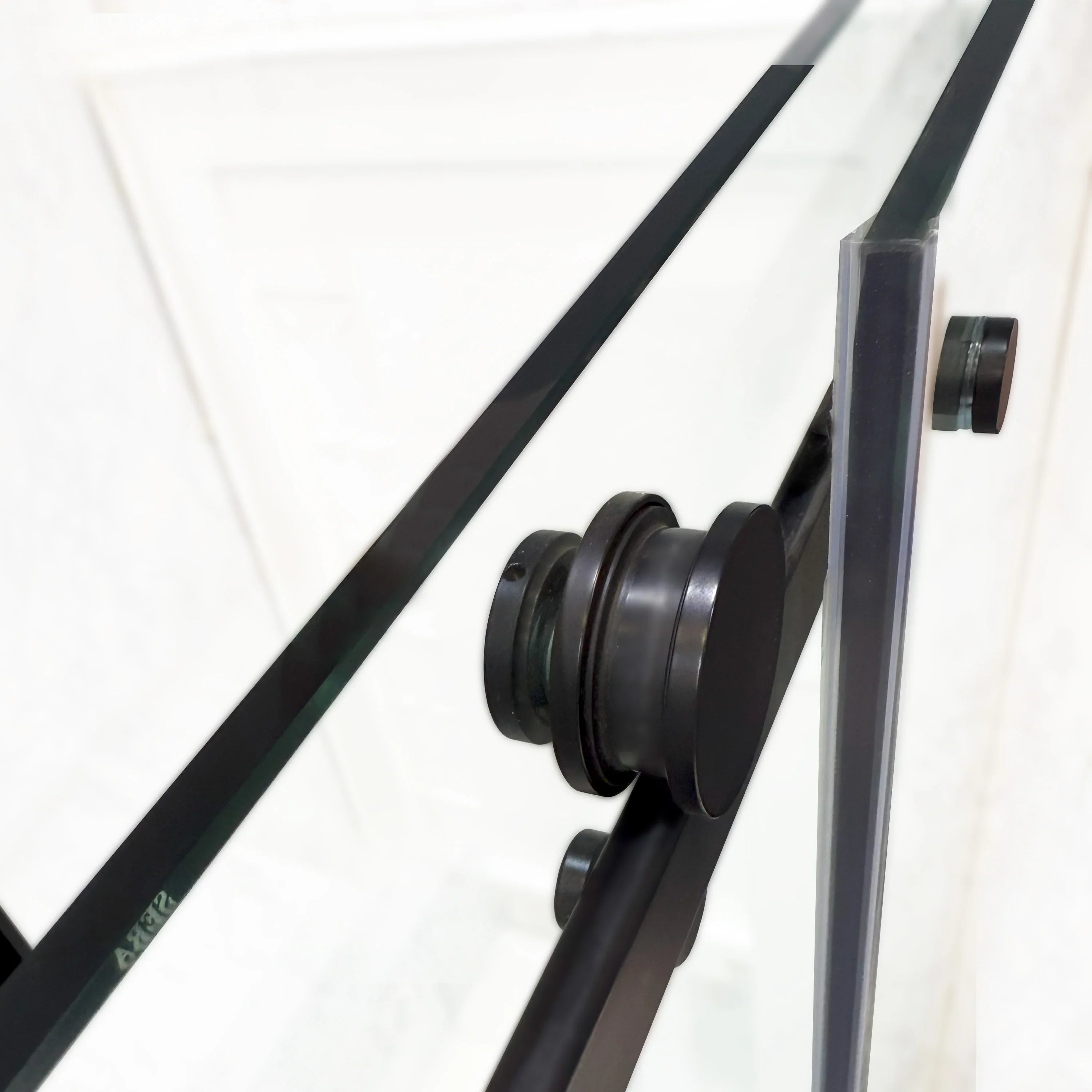 48" x 75" Reversible Sliding Shower Door with Black Square Hardware and 32" Side Panel