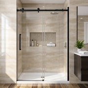 Porte de douche coulissante réversible alcôve 48po x 75po avec quincaillerie carrée noire