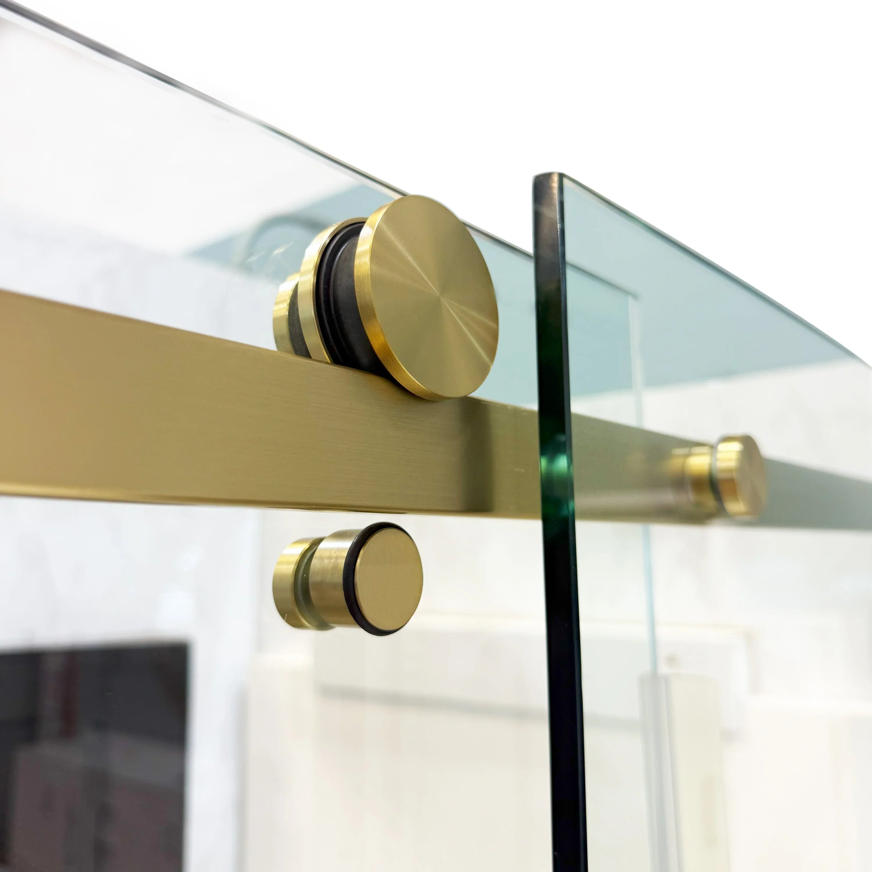 48" x 75" Brushed Gold Alcove Reversible Sliding Shower Door with Square Hardware