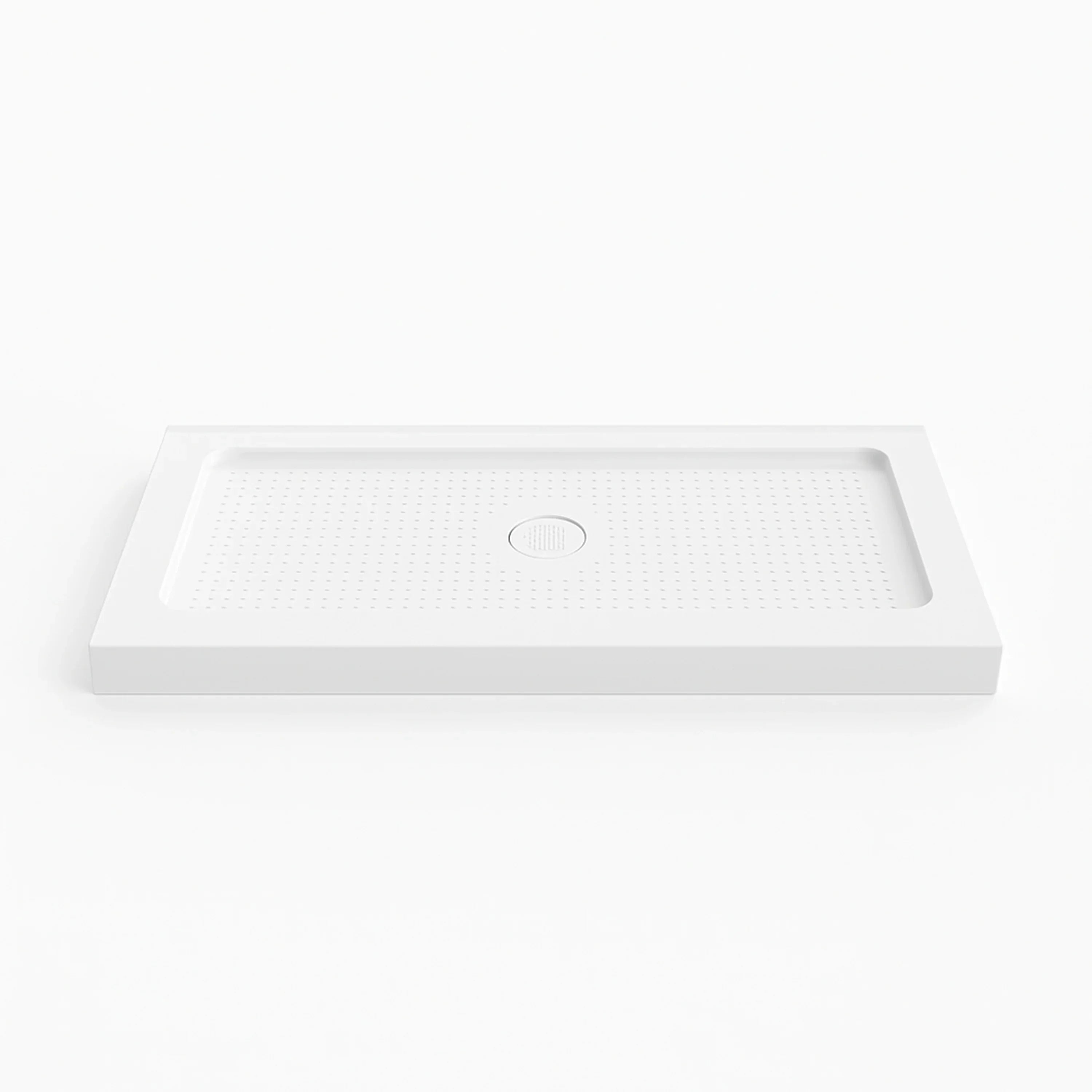 Base de douche rectangulaire en acrylique blanc 60po x 32po avec drain central
