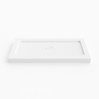 Receveur de douche rectangulaire en acrylique blanc 60 po x 32 po, installation à 2 ou 3 parois avec drain linéaire central