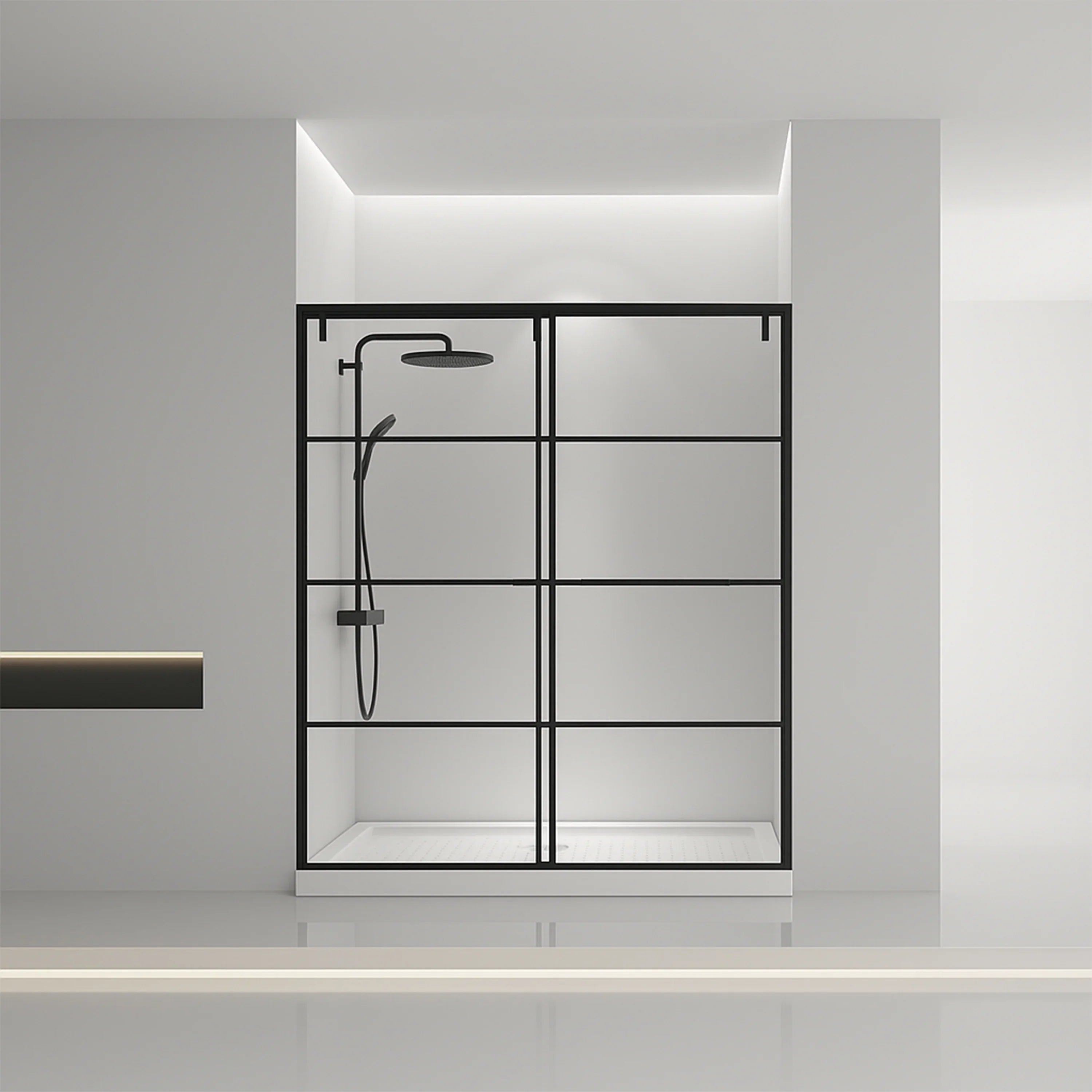 Base de douche rectangulaire en acrylique blanc 60po x 32po avec drain central