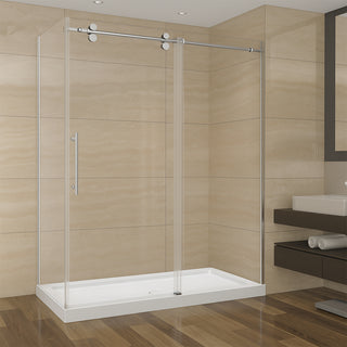 Receveur de douche rectangulaire en acrylique blanc 60 po x 32 po, installation à 2 ou 3 parois avec drain linéaire central