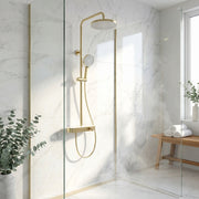 Halo Brushed Gold Thermostatic Shower Column with 2-Function Hand Shower