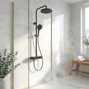 Halo Matte Black 2-Function Thermostatic Shower Column