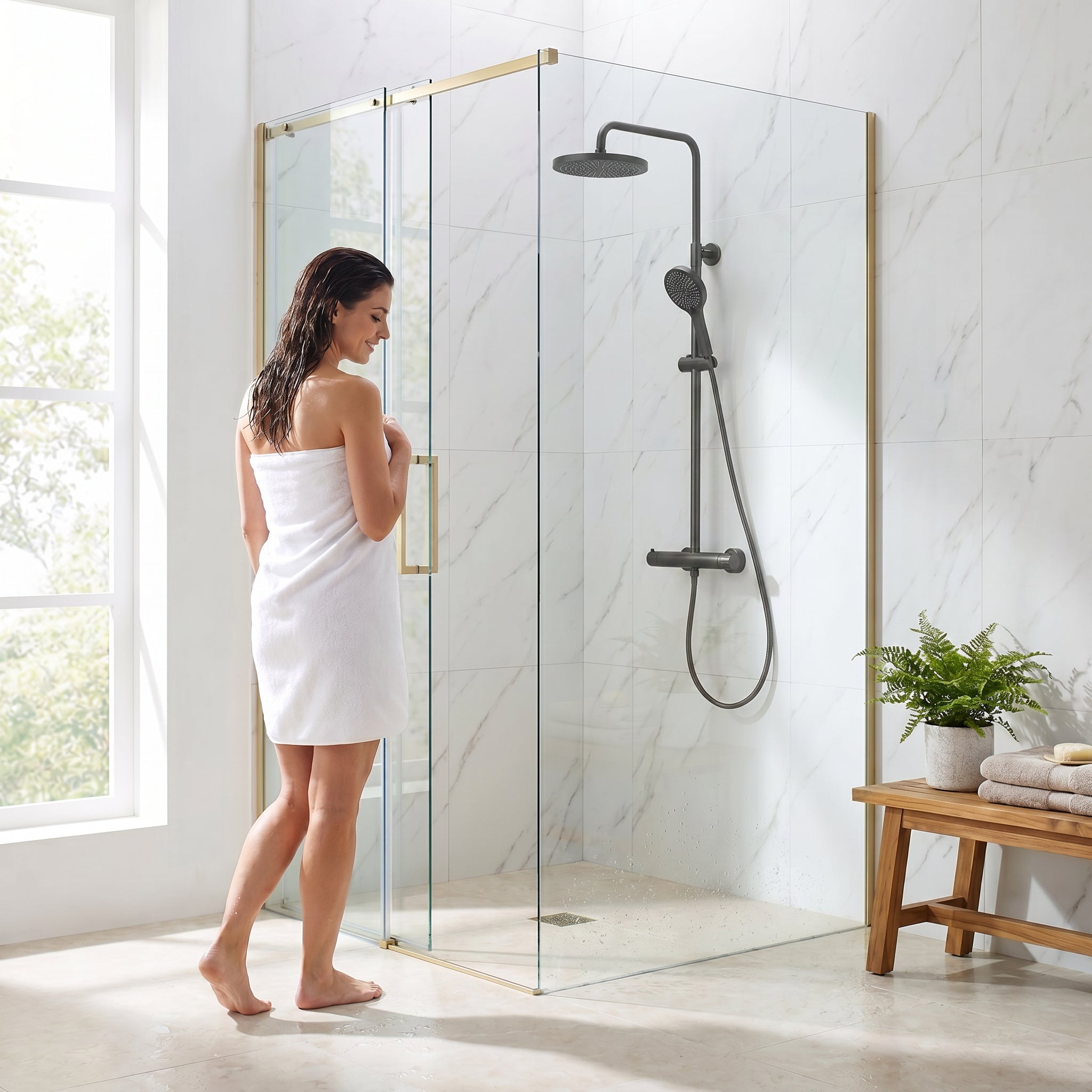 Halo Matte Black 2-Function Thermostatic Shower Column