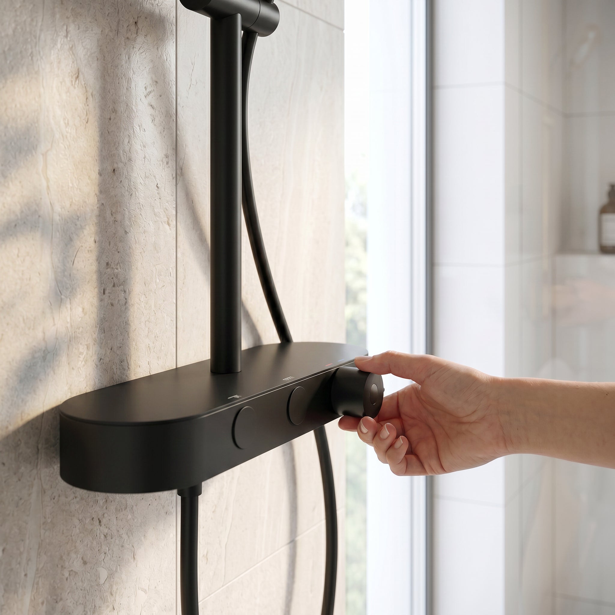 Halo Matte Black 2-Function Thermostatic Shower Column