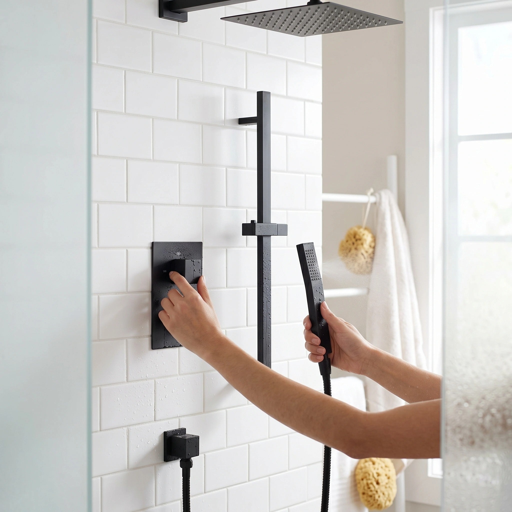 Ensemble de Douche Barbados Noir Mat 2 Fonctions Thermostatique