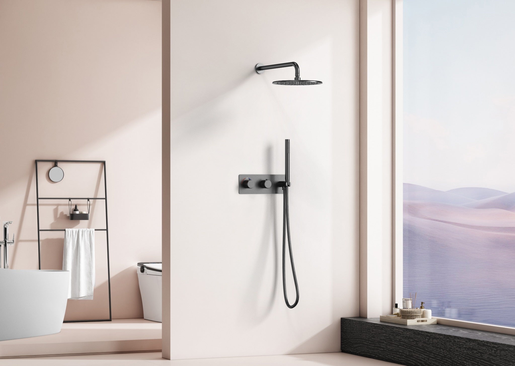 Ensemble de douche thermostatique Arvo 2 fonctions - Noir mat