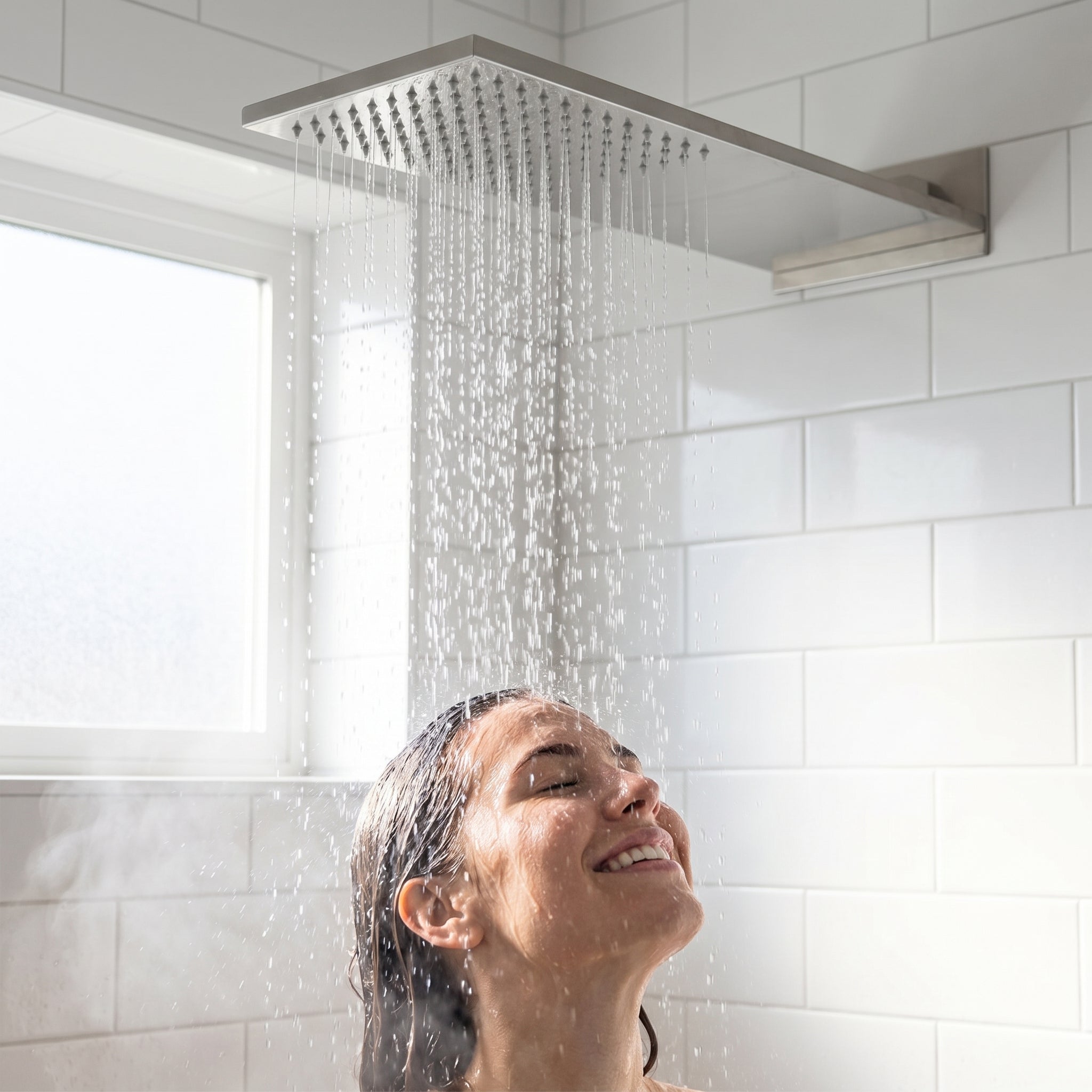 Stainless Steel Wall-Mount Rain Showerhead with Extended Arm - 1 Function