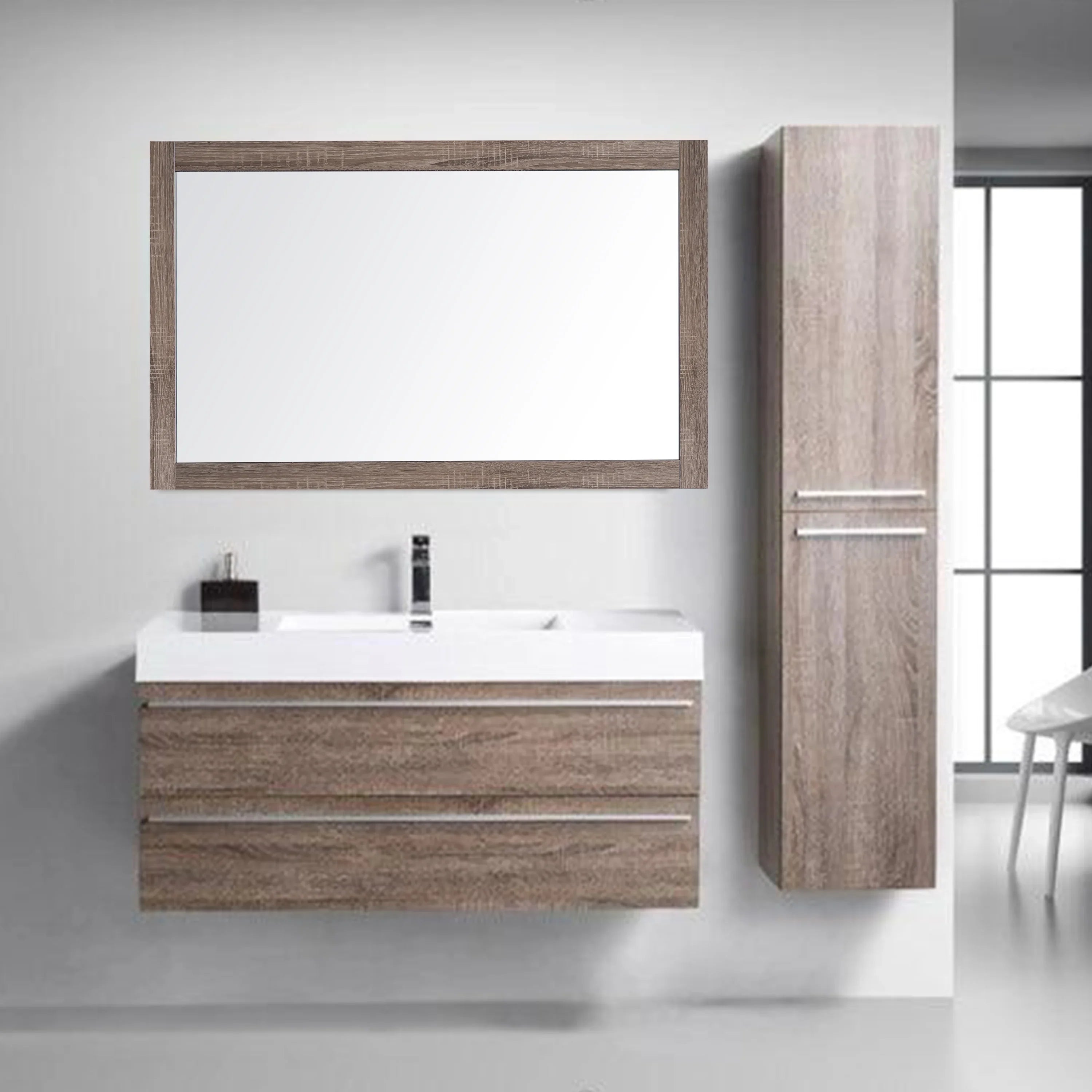 Miroir de Salle de Bain 48po en Chêne Tendre - Collection Sofia