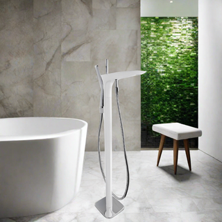 Freestanding Bath Faucet - Iceberg - White & Chrome