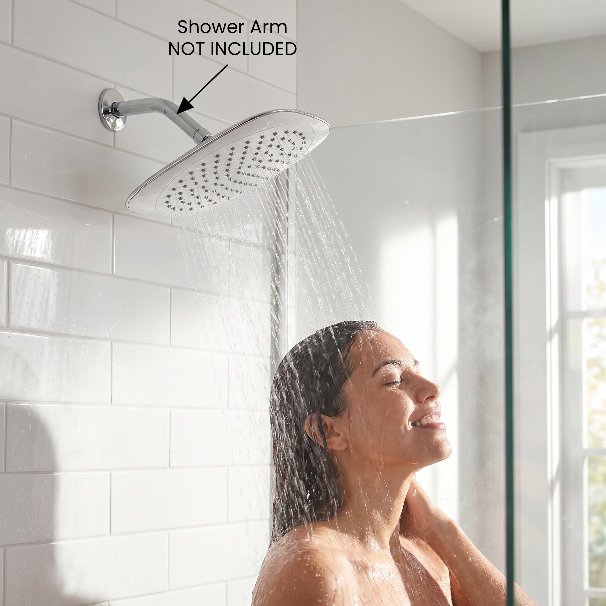 Showerhead White and Chrome - Square