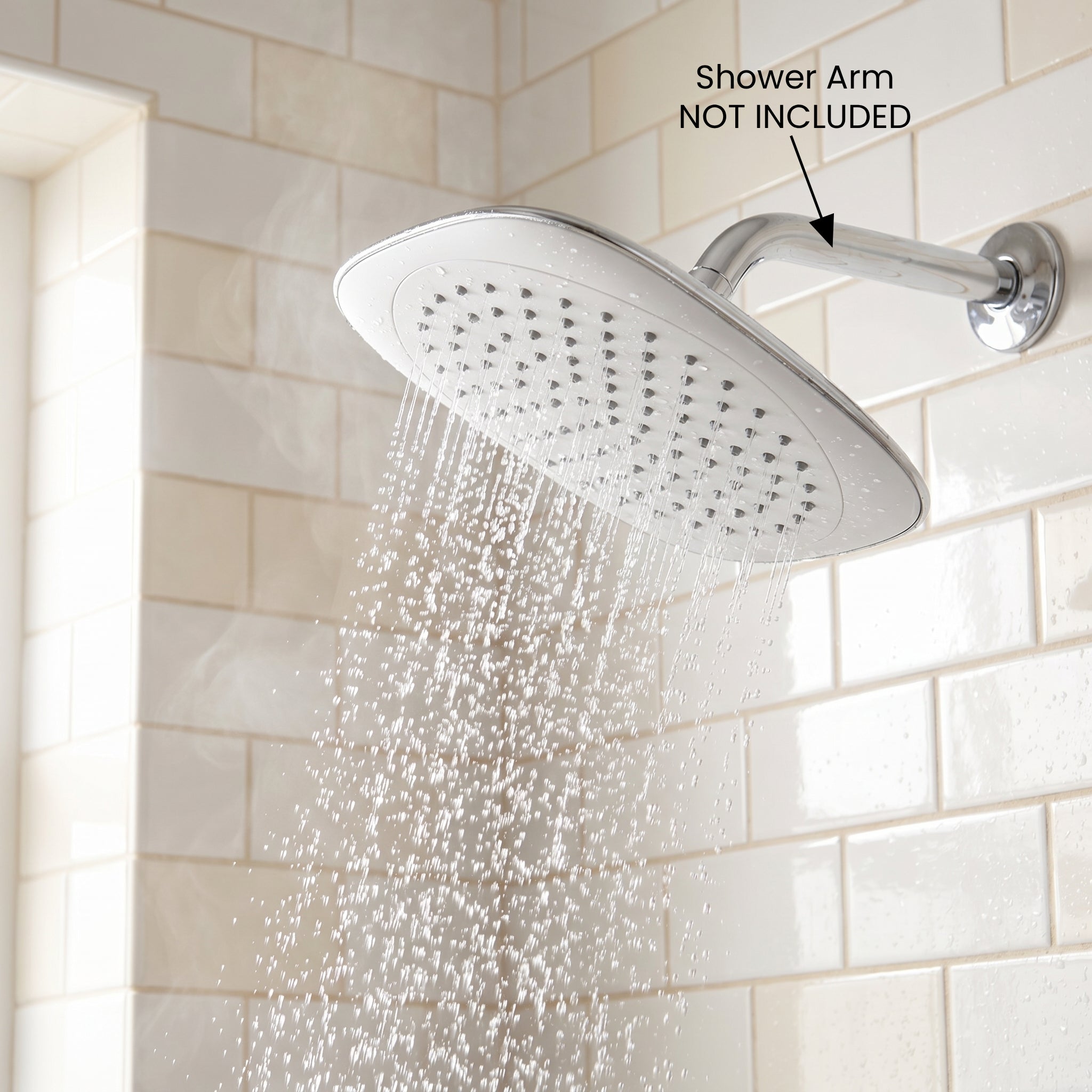 Showerhead White and Chrome - Square