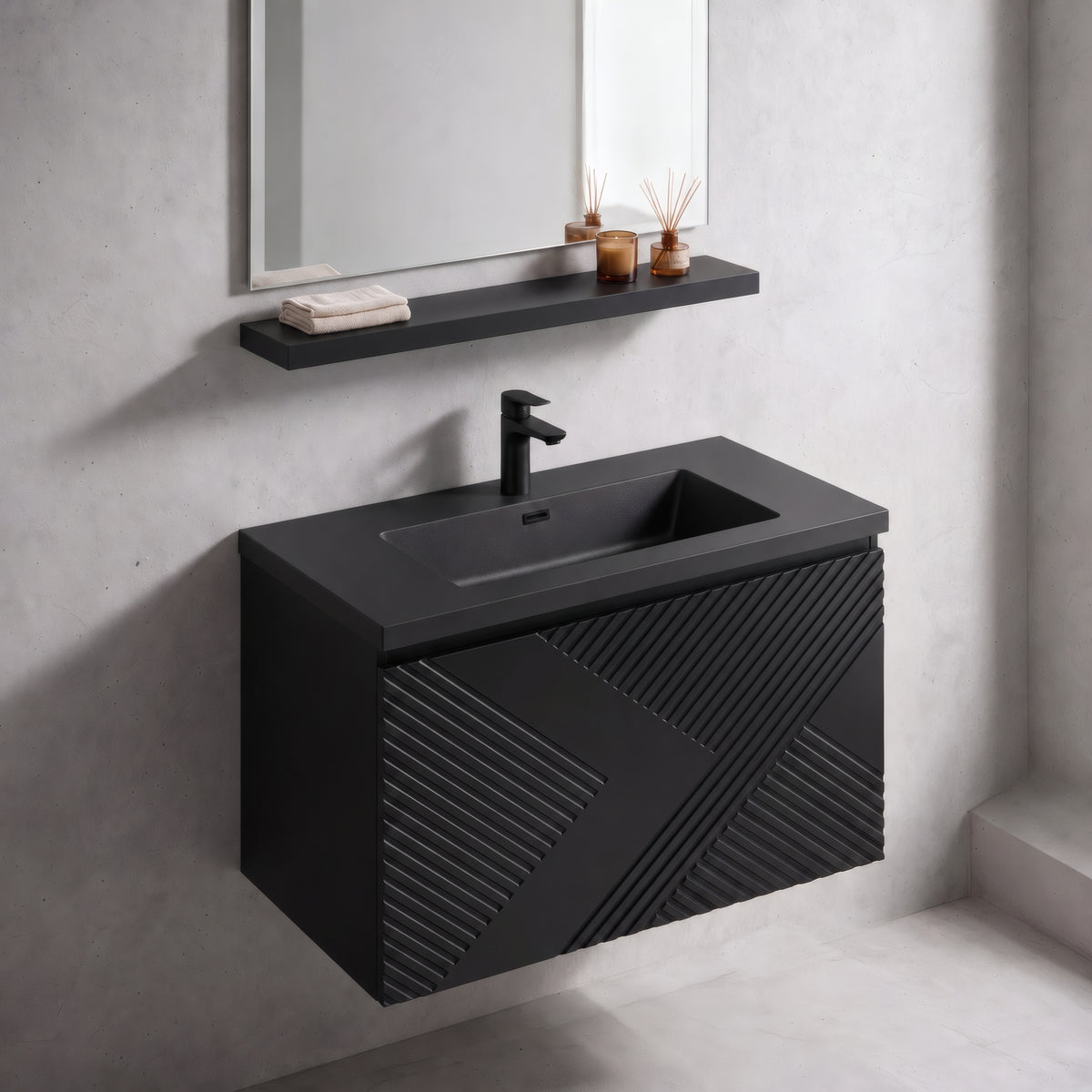 24" Wall-Mount Matte Black Shelf