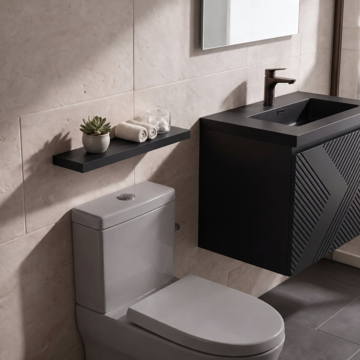 24" Wall-Mount Matte Black Shelf