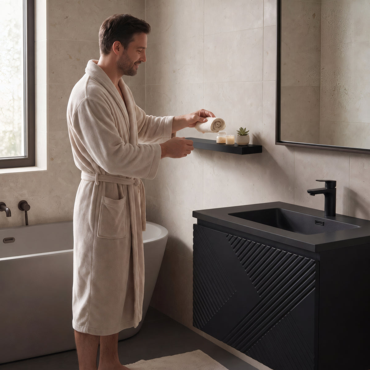 24" Wall-Mount Matte Black Shelf