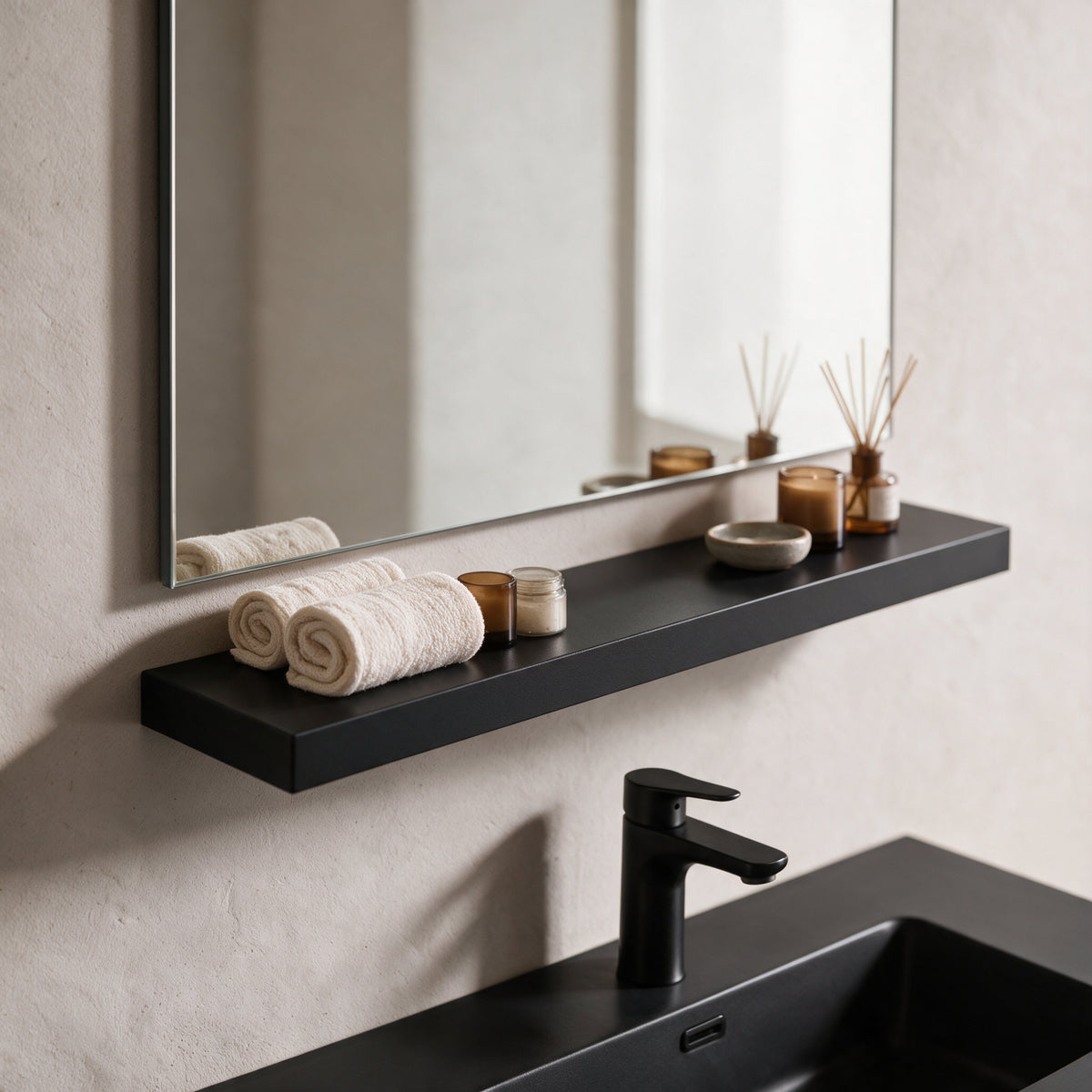 24" Wall-Mount Matte Black Shelf