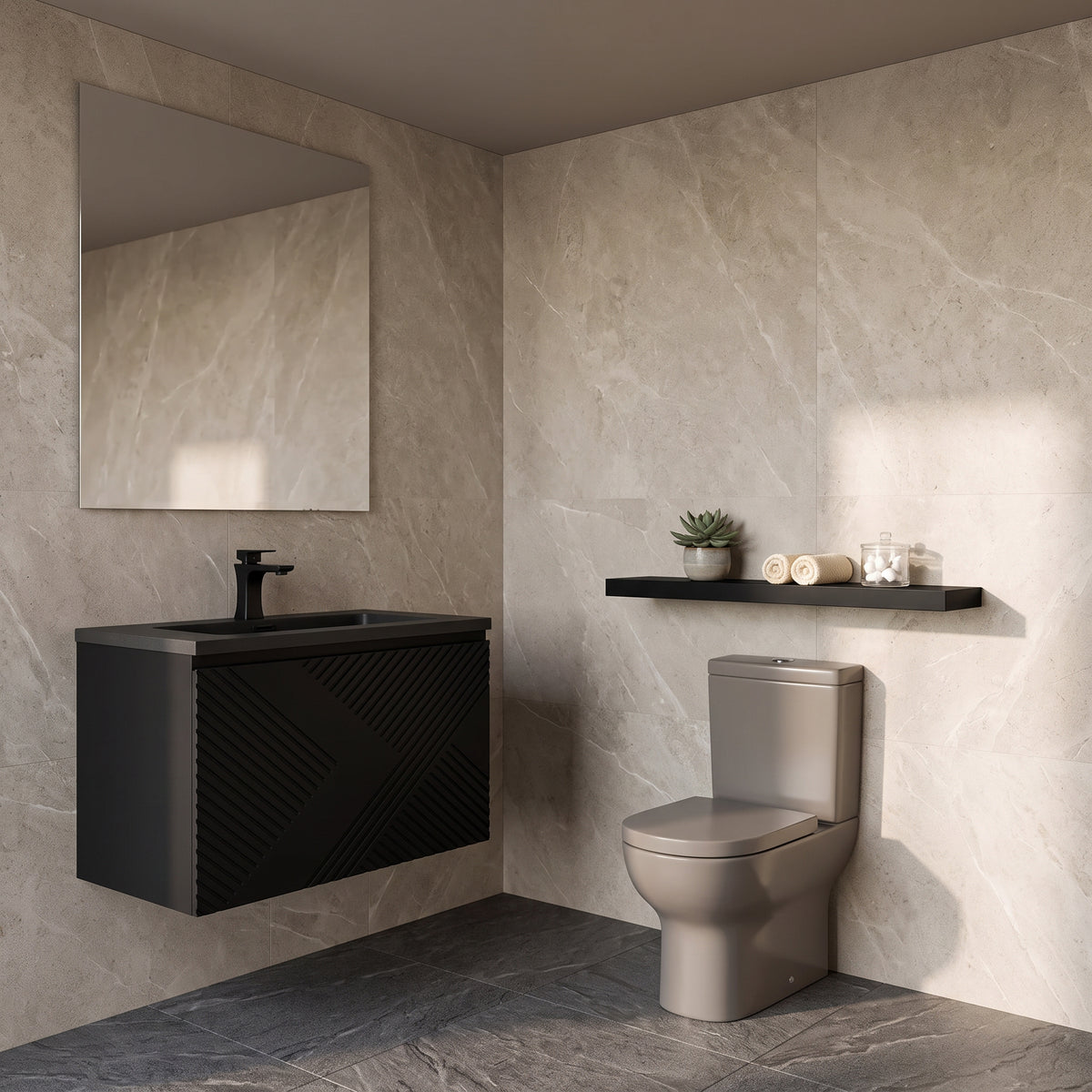 36" Wall-Mount Matte Black Shelf