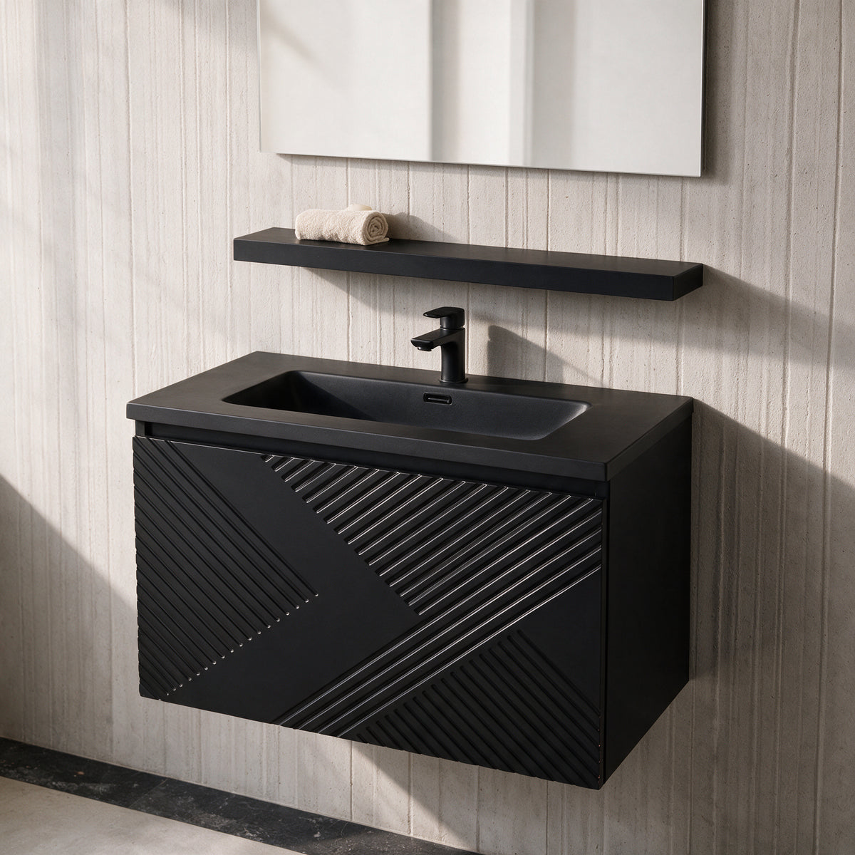 36" Wall-Mount Matte Black Shelf